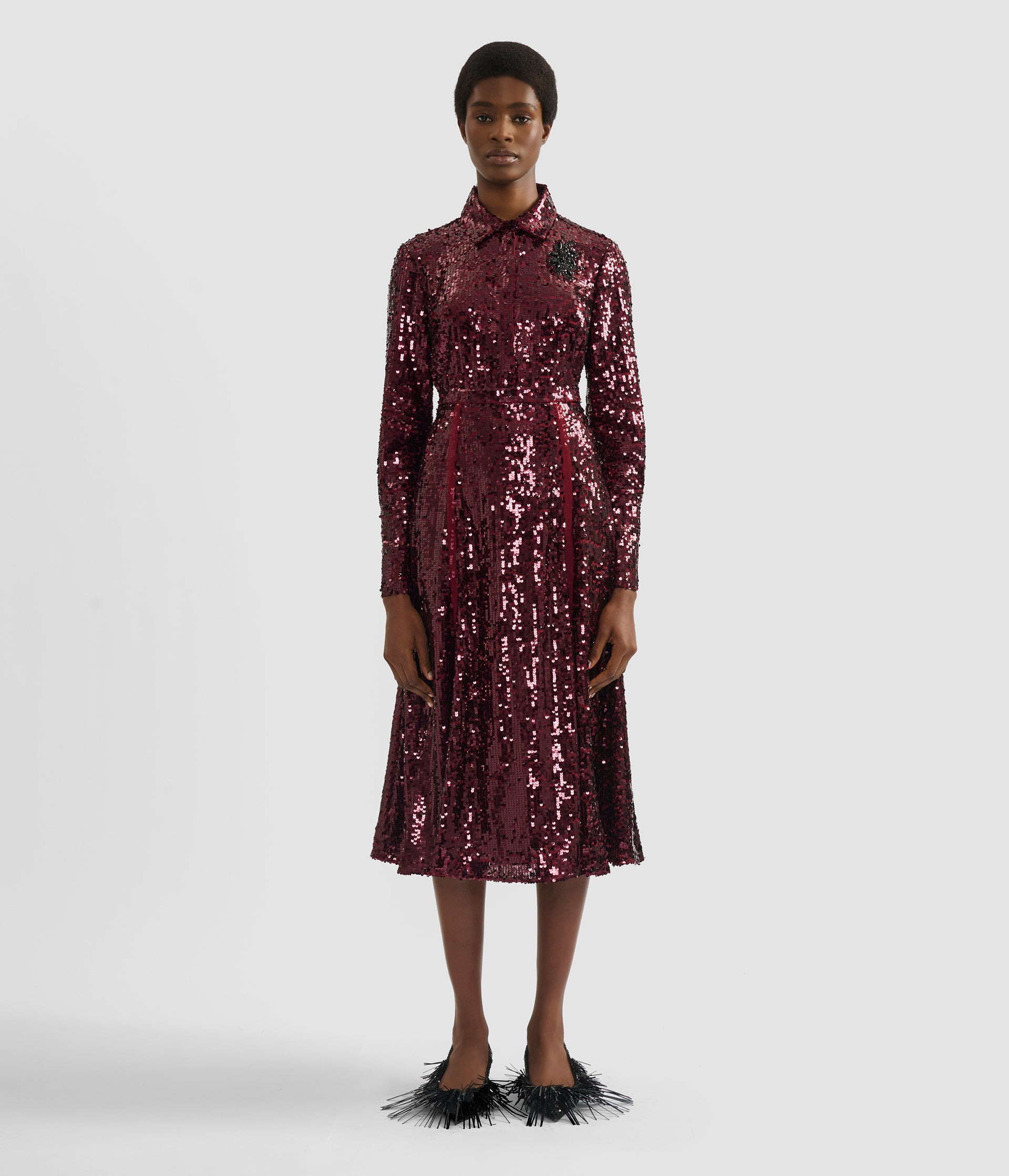 EMBELLISHED SEQUIN LONG SLEEVE SHIRT - 4