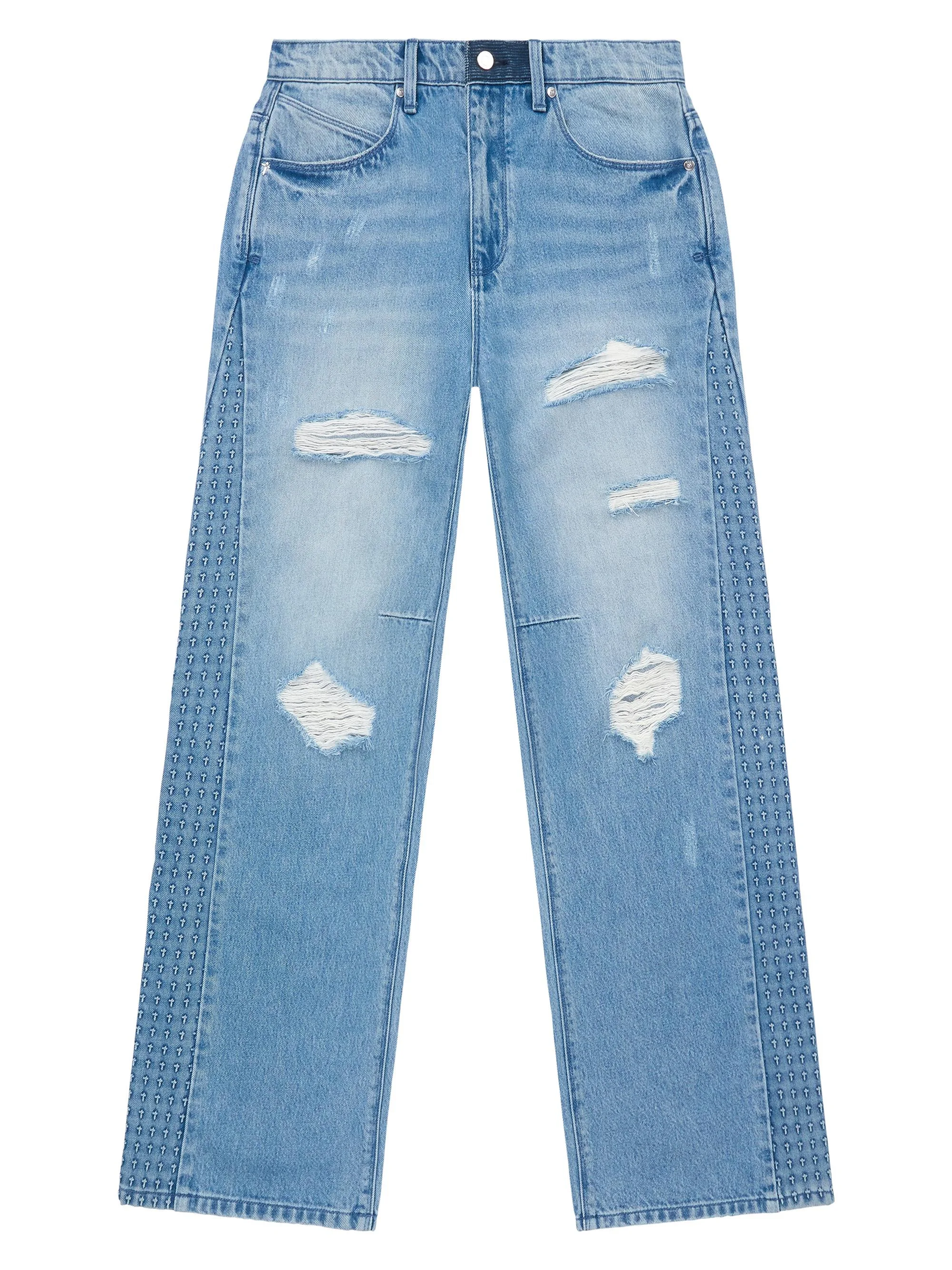 Men's Exodus Zed Distressed Straight-Leg Jeans - Glacier Blue - 1