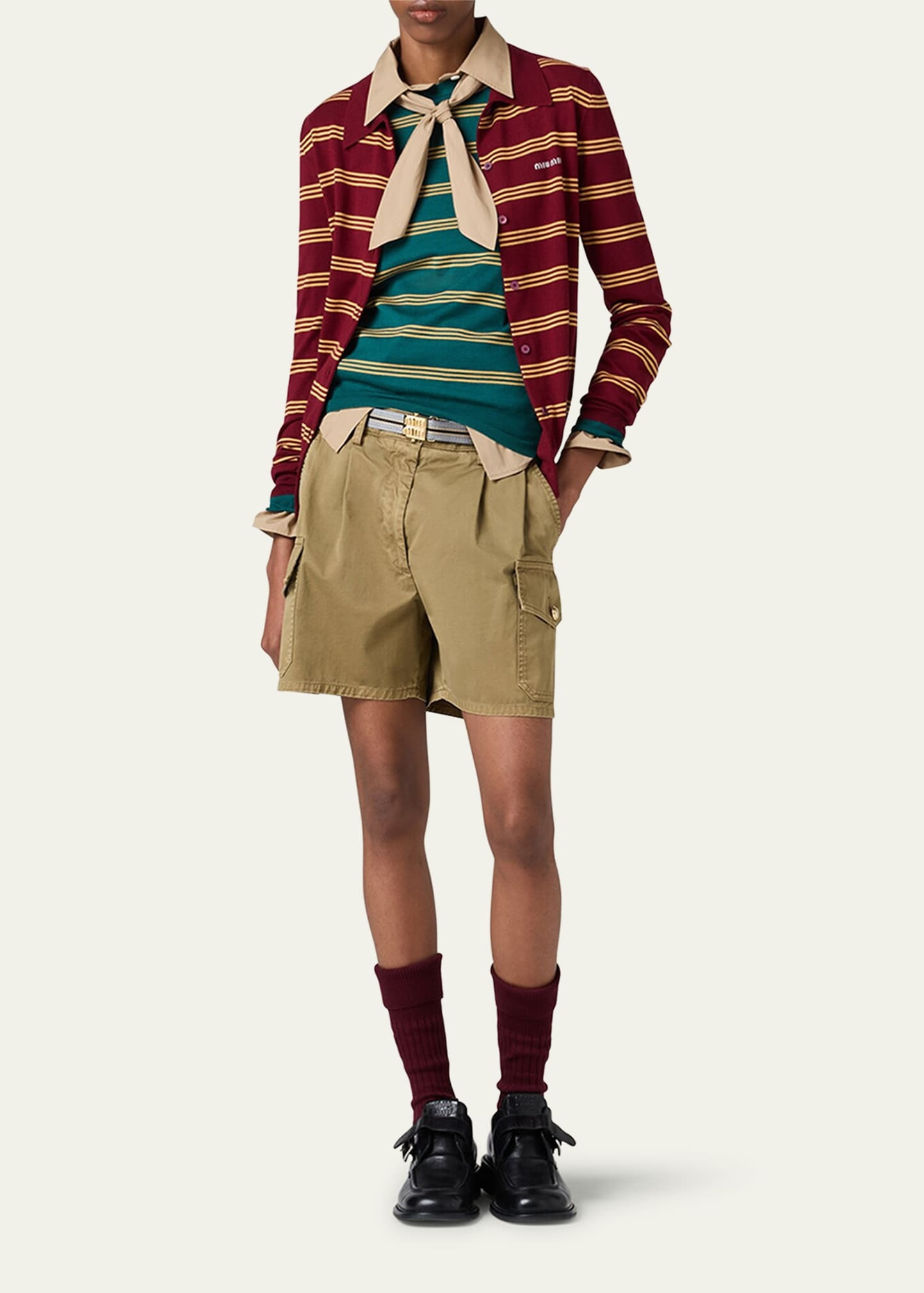 Stripe Polo Cashmere Silk Cardigan - 2