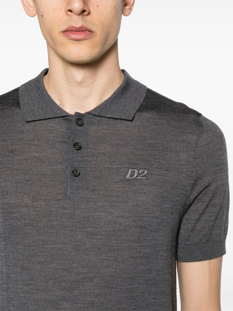 logo-embroidered fine-knit polo shirt 5