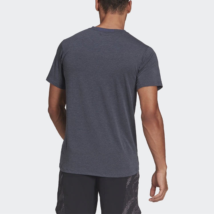 Men's adidas Solid Color Athleisure Casual Sports Round Neck Short Sleeve Gray T-Shirt HB9205 - 3