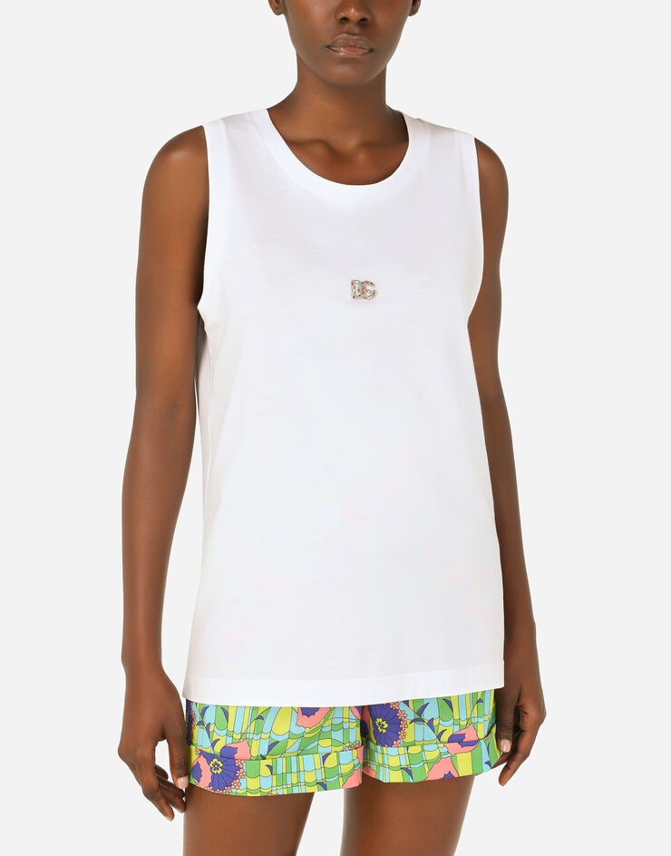 Jersey tank top with crystal DG embellishment - 4