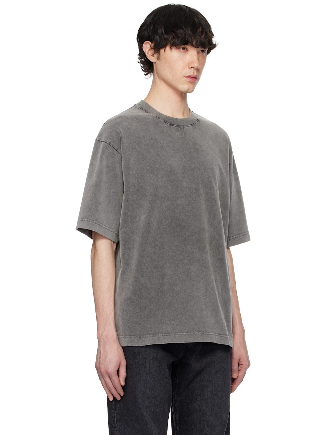 Gray Relaxed Fit Crew Neck T-shirt - 2