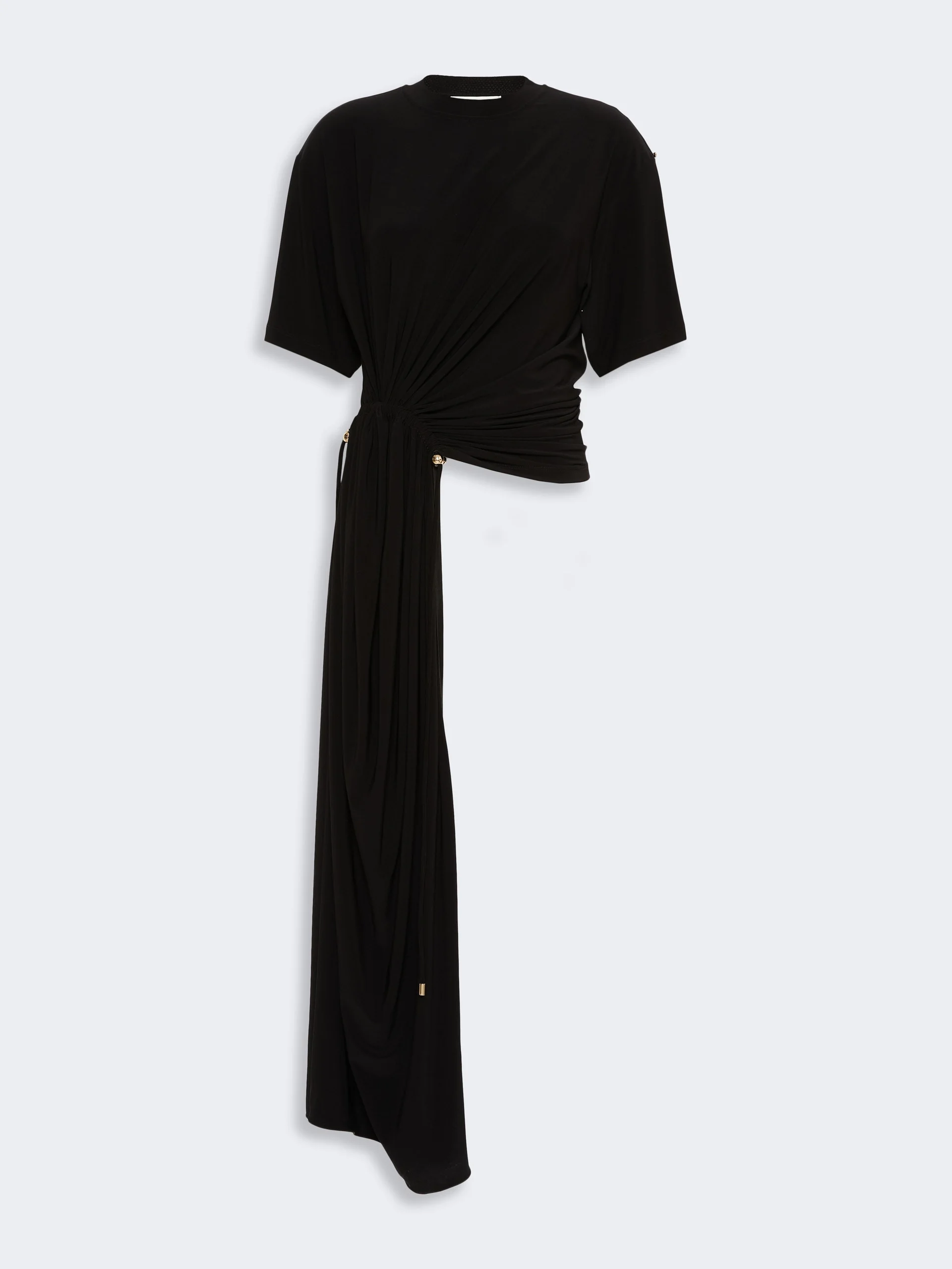 GERANIO Short-sleeved draped jersey top - BLACK - 1