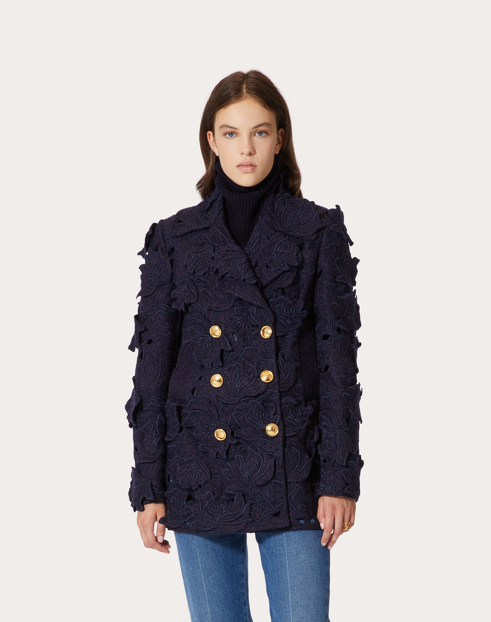 EMBROIDERED PEA COAT IN CARVING FELT - 3
