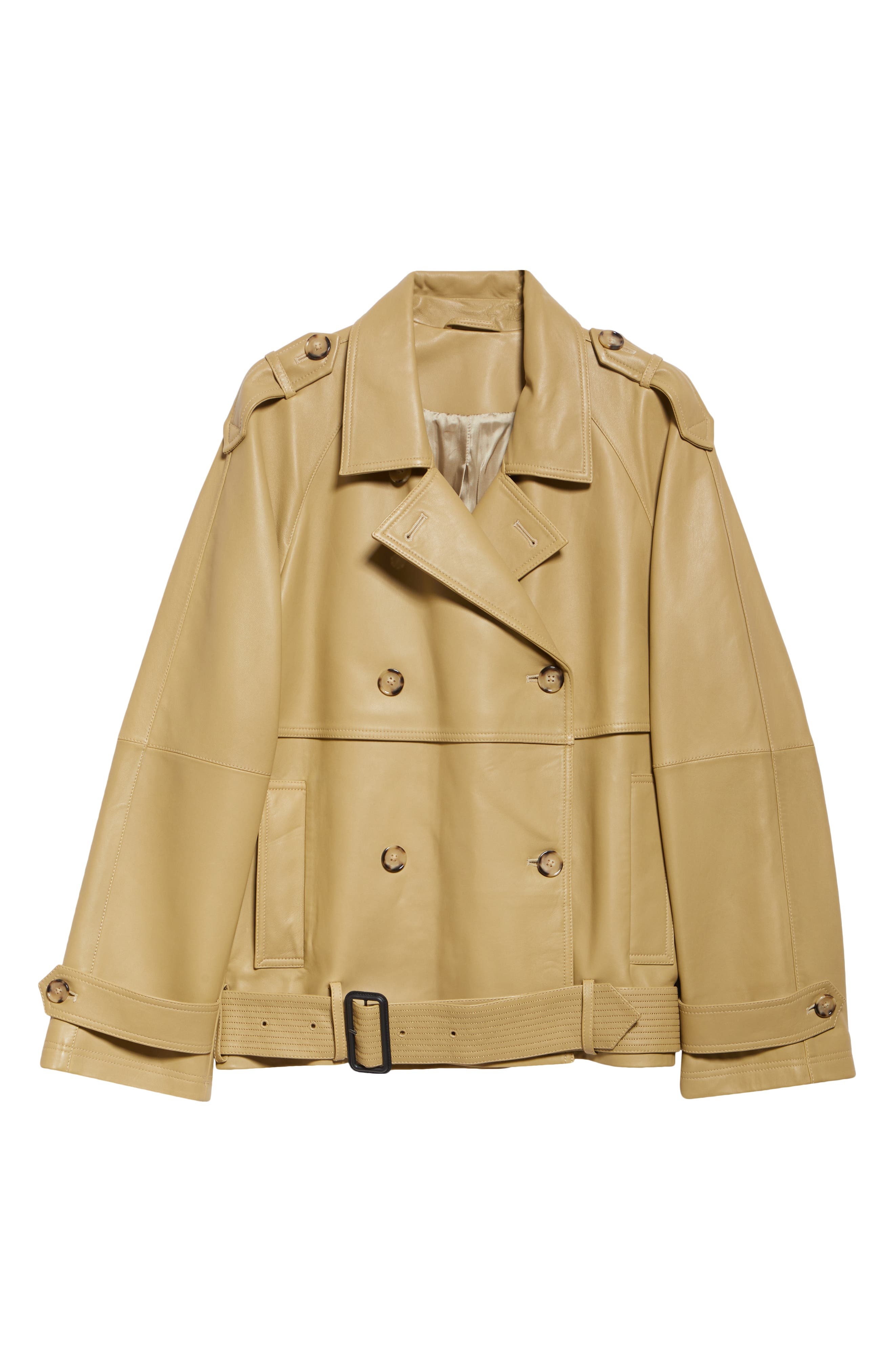 TOTEME Leather Crop Trench Coat in Desert at Nordstrom - 5