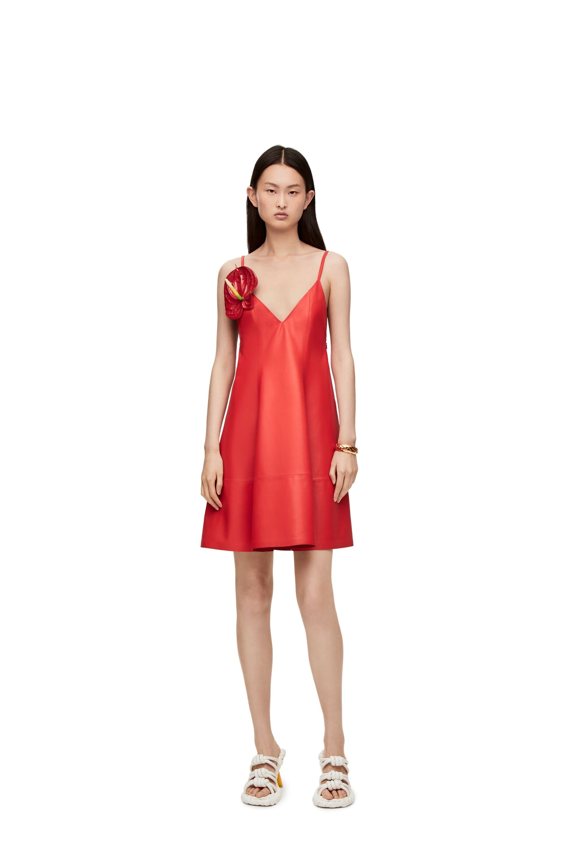 Anthurium strappy dress in nappa - 2