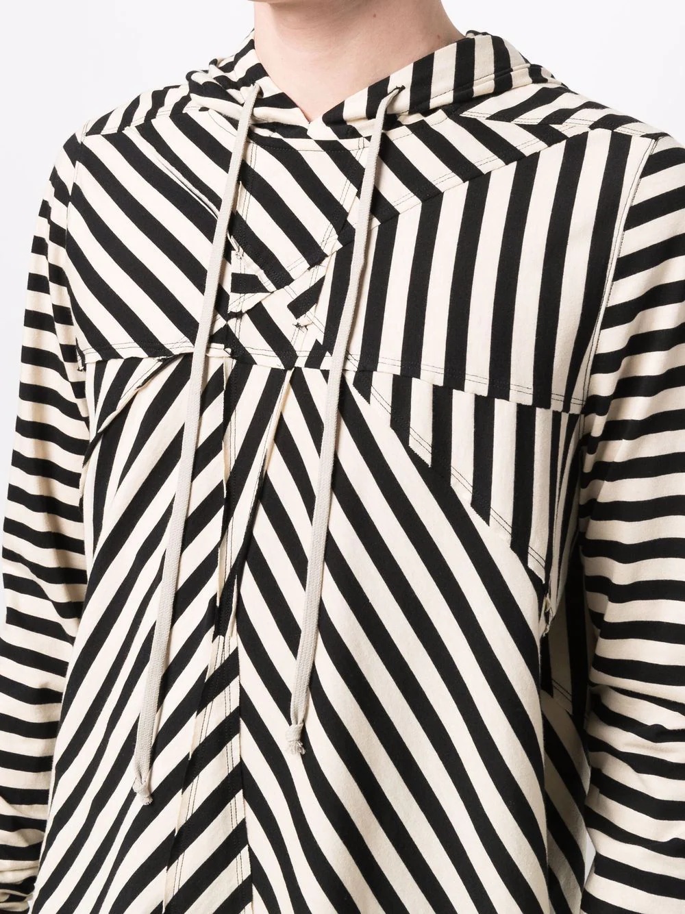 two-tone striped hoodie - 5