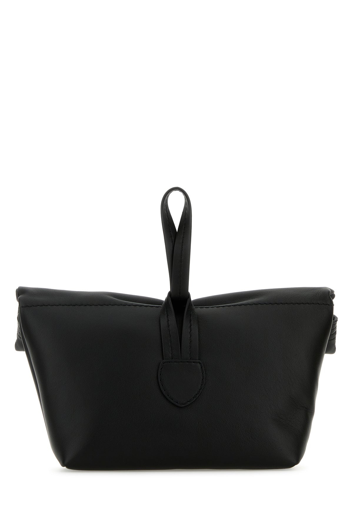 Black leather Paper Bag clutch - 3