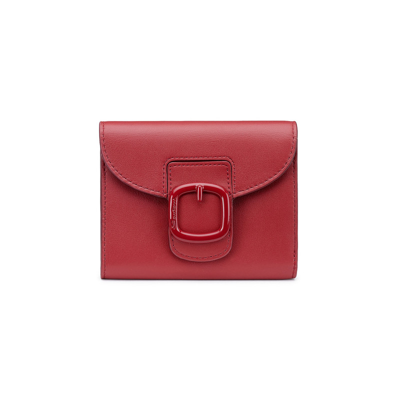 Red leather wallet with coin pocket 1