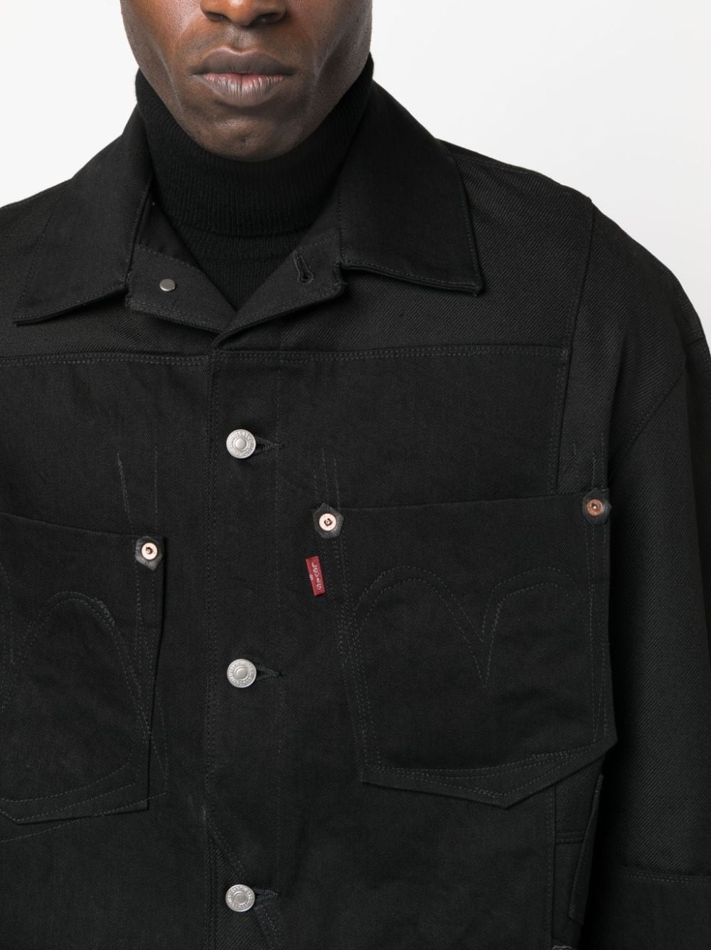 buttoned cotton shirt jacket - 5