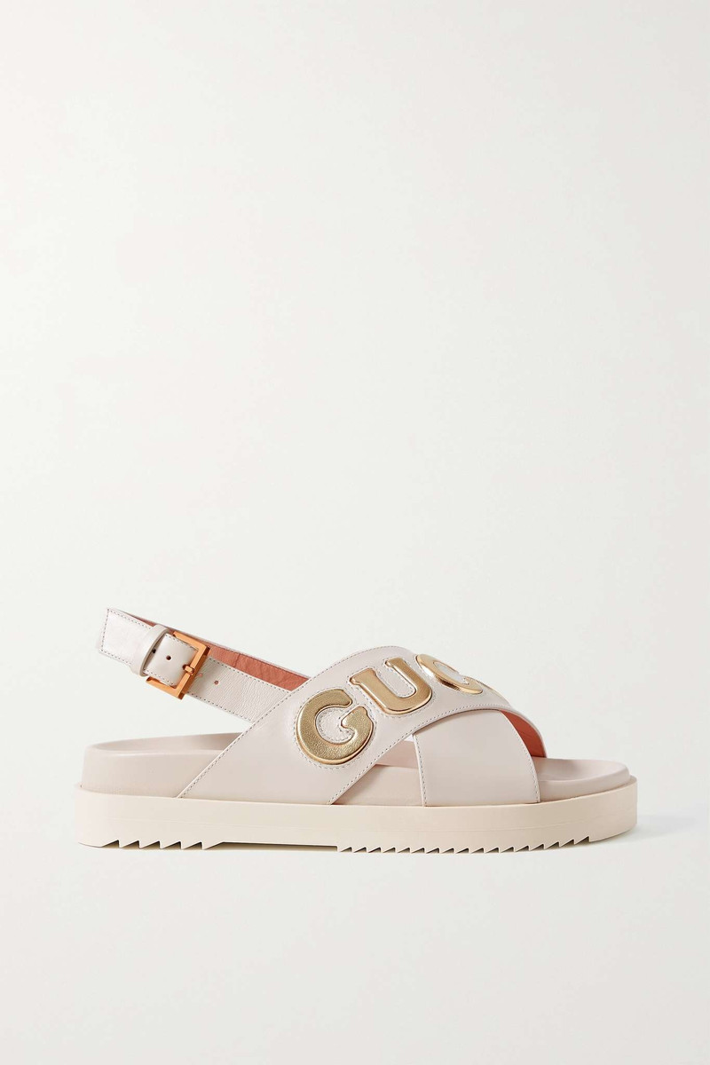 Logo-embossed leather sandals - 1