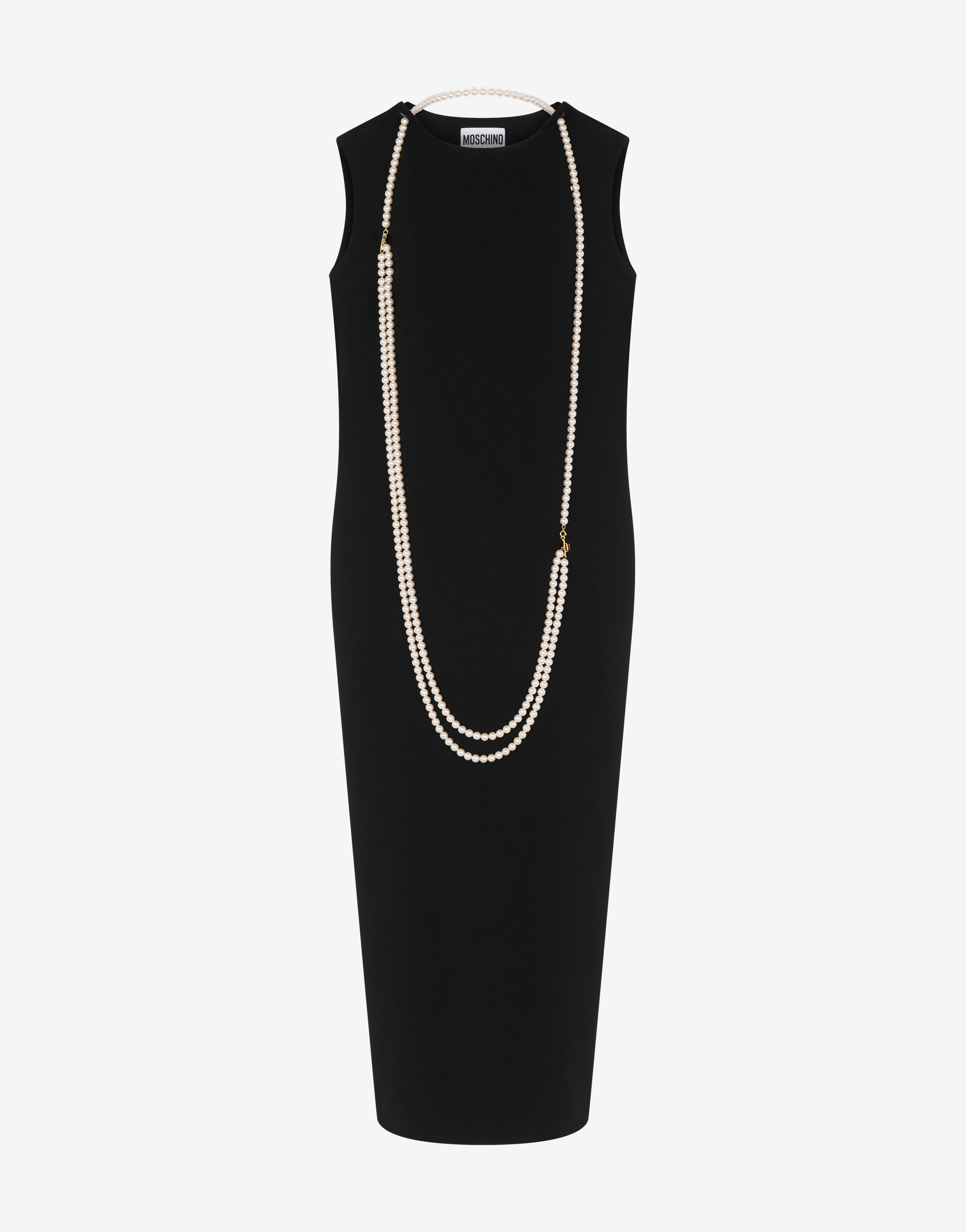 DRESS IN STRETCH CREPE PEARLS - 1