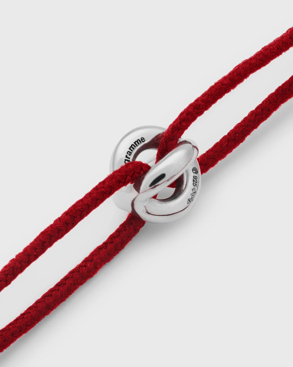 1g polished sterling silver red entrelacs cord bracelet - 3