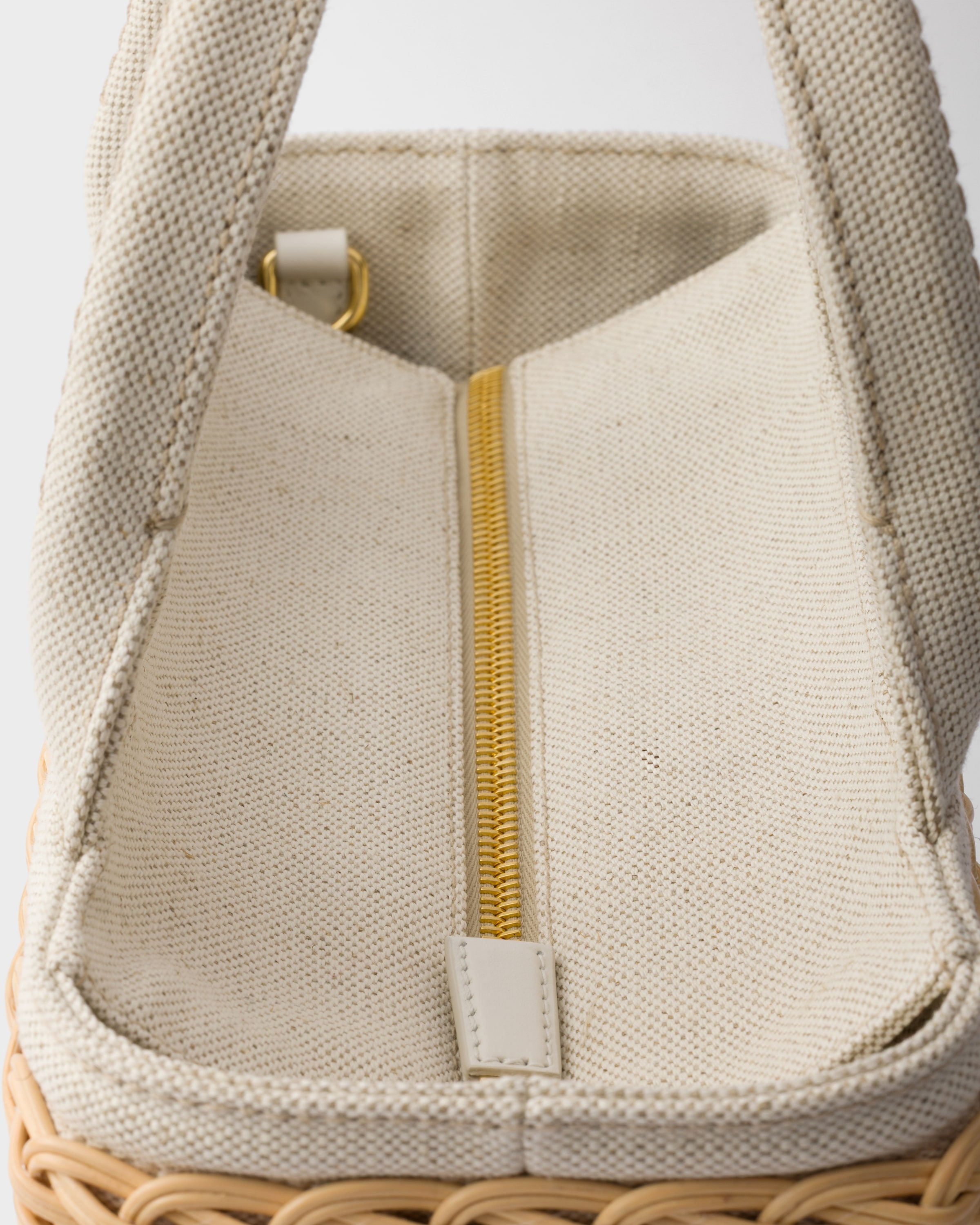 Medium wicker and linen blend tote bag - 6
