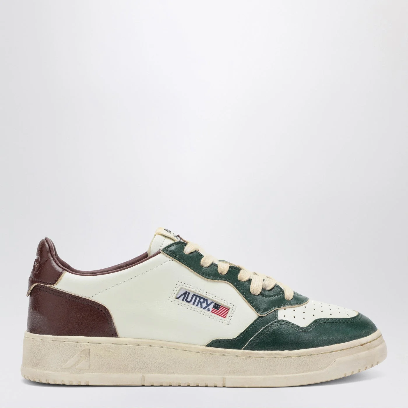 Autry White/Green/Rum Medalist Low Super Vintage Sneakers Men - 1