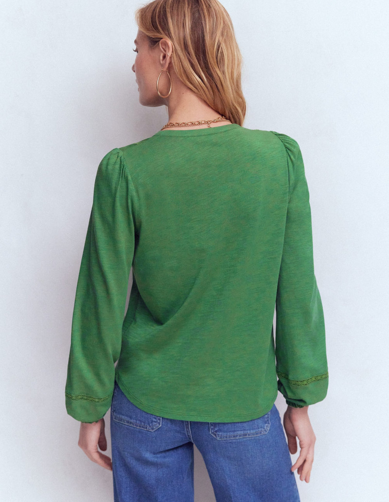 Embroidered Jersey Shirt-Willow Green 4