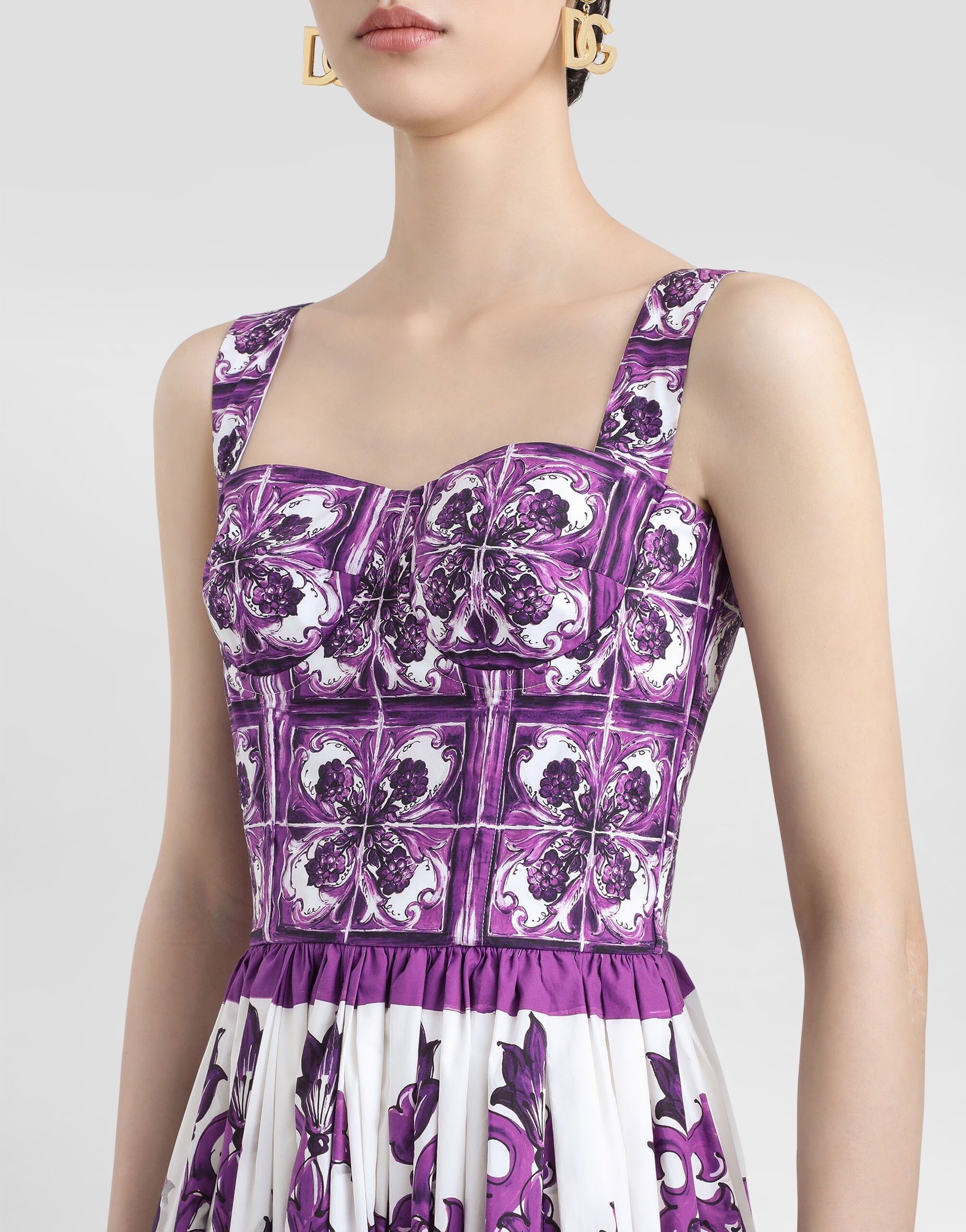 Majolica-print poplin dress - 4