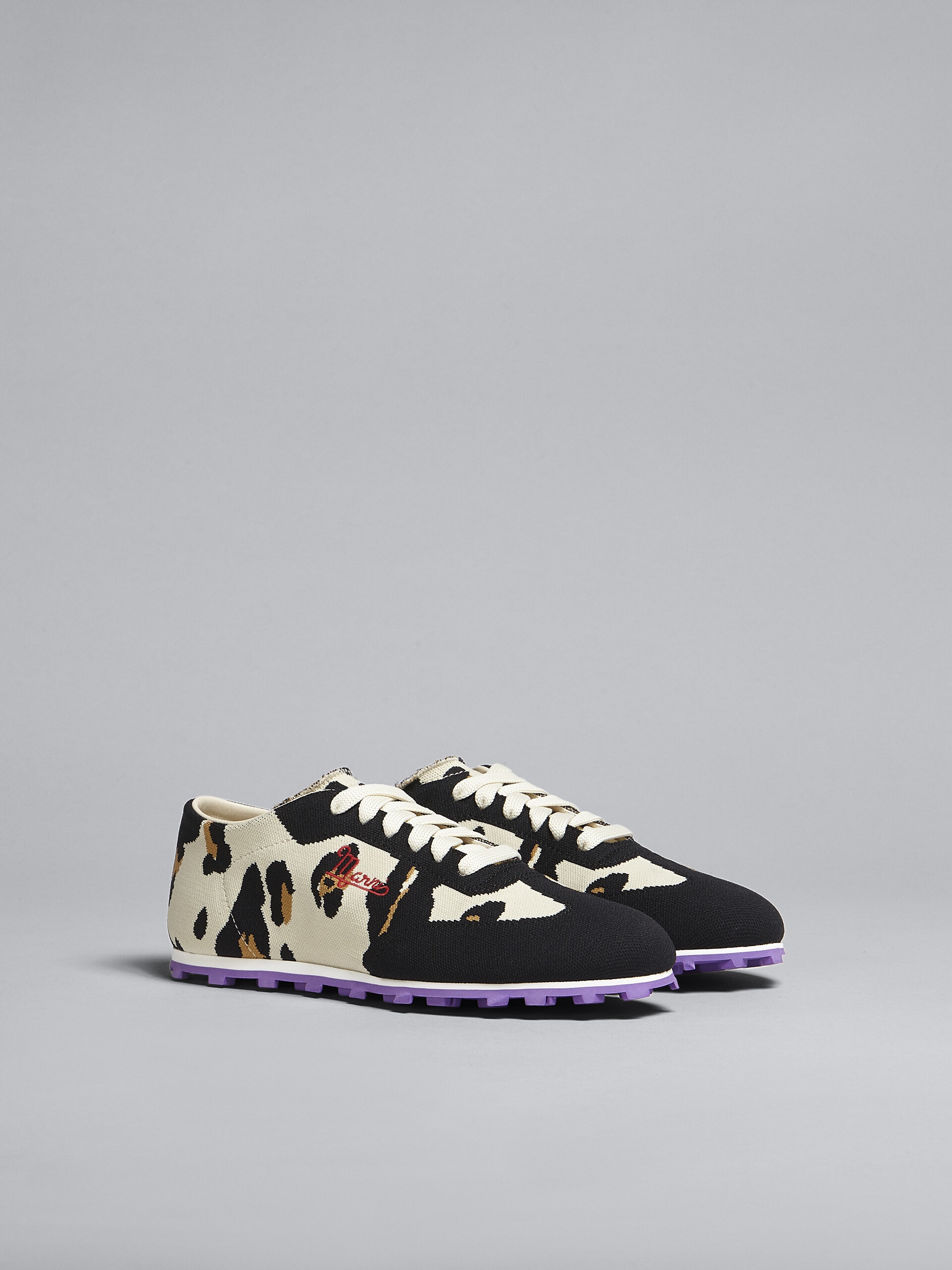 LEOPARD PRINT STRETCH JACQUARD PEBBLE SNEAKER - 2