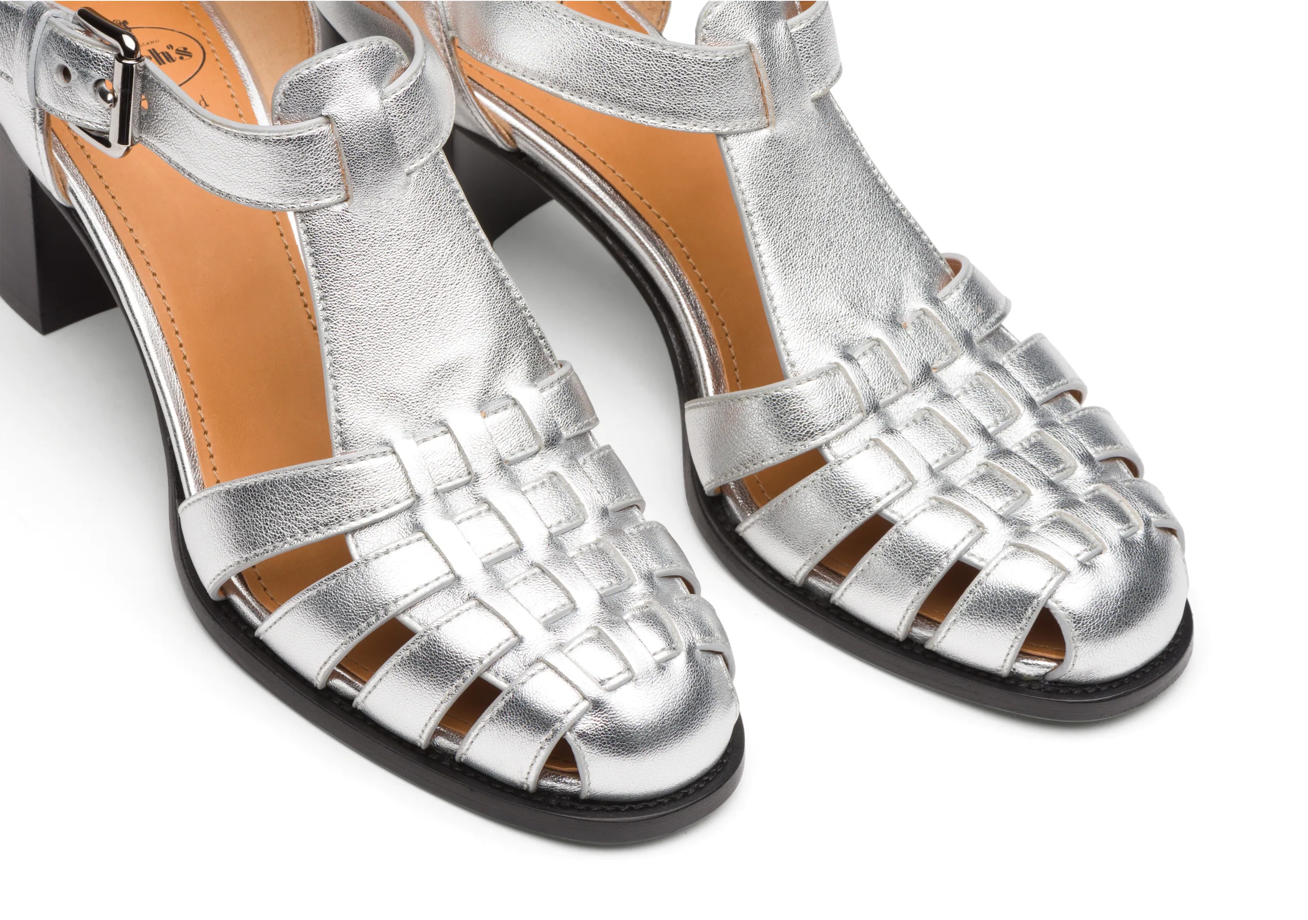 Kelsey 50
Nappa Leather Mid Heel Sandal Silver - 4