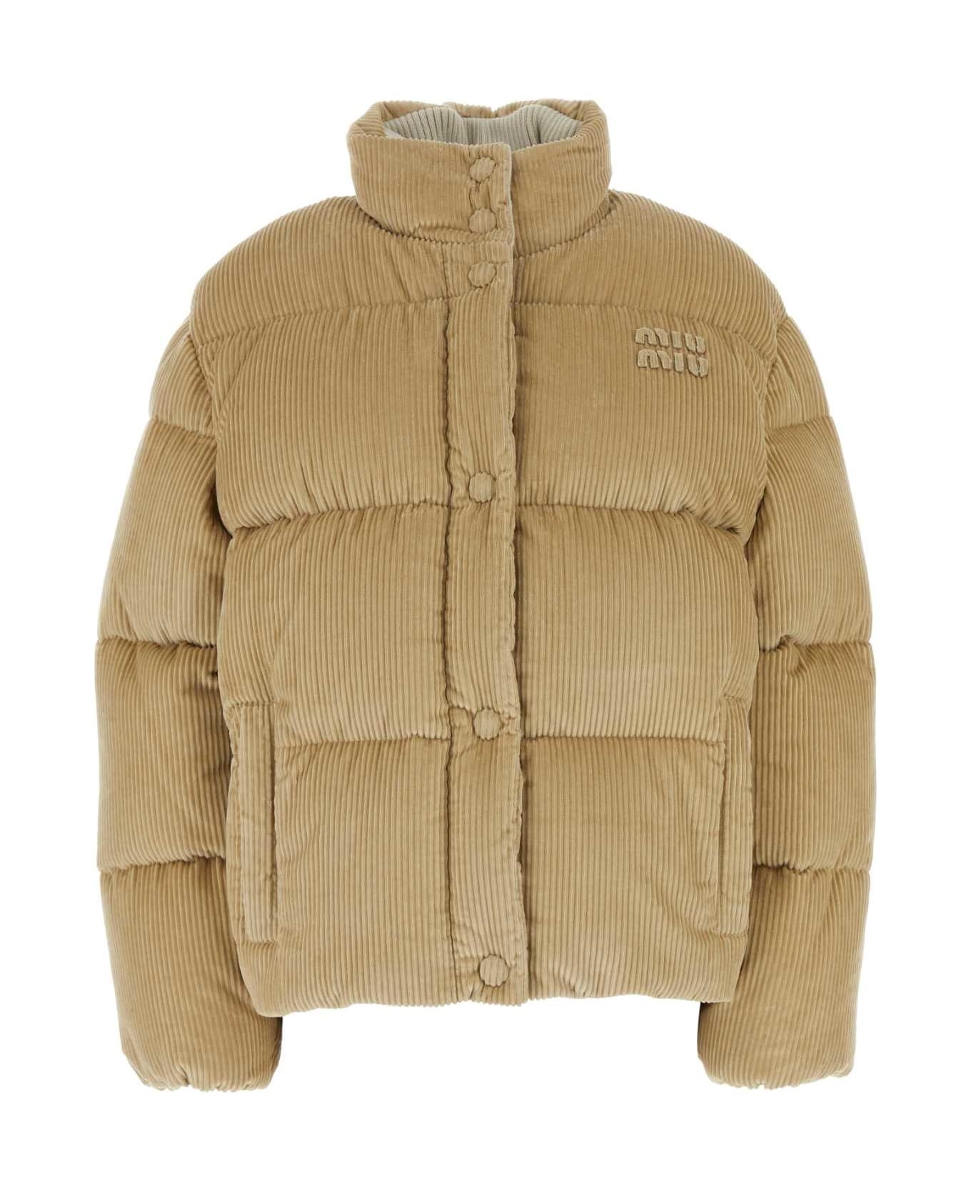 Miu Miu Beige Corduroy Down Jacket | italist | REVERSIBLE