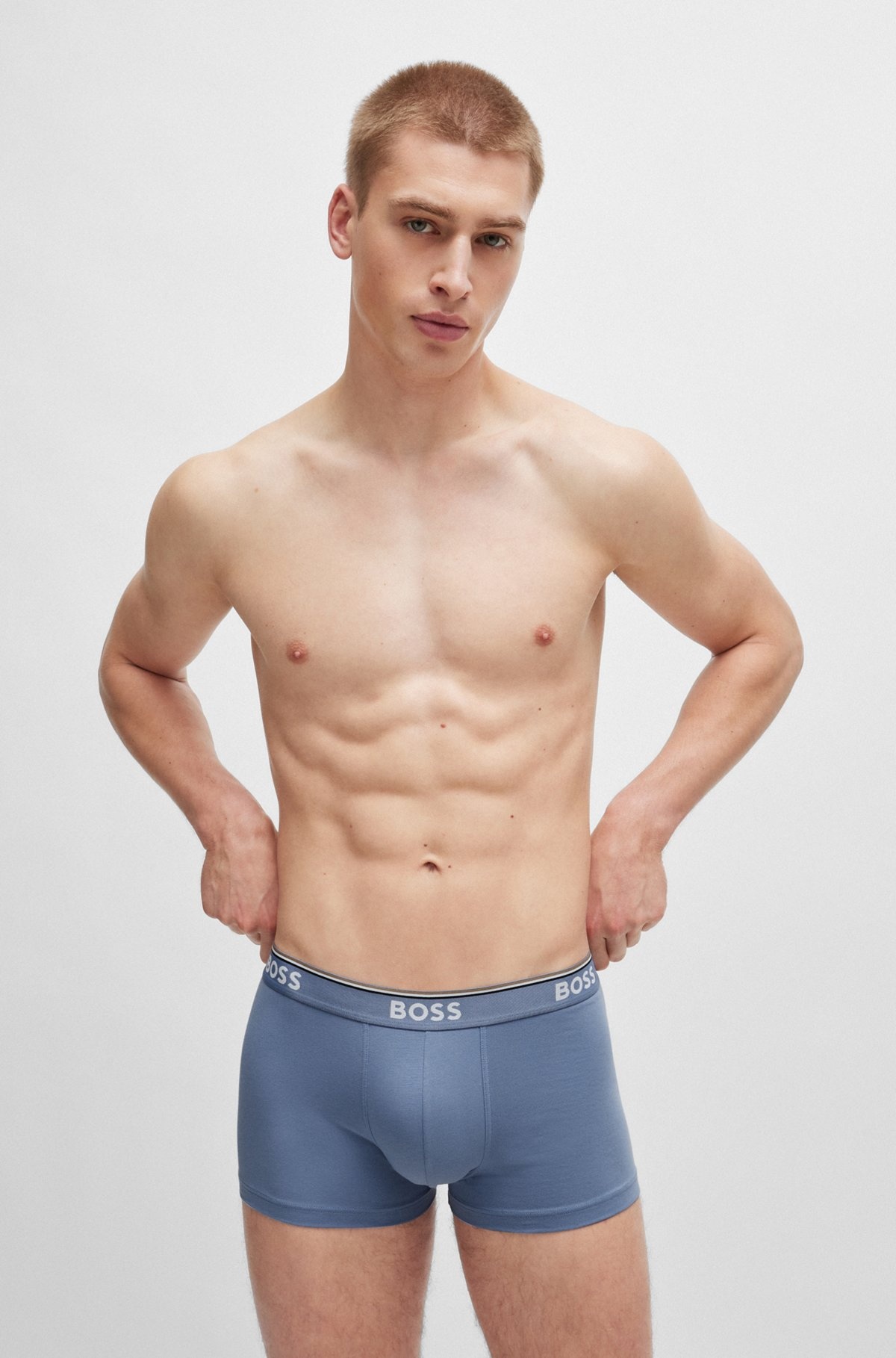 THREE-PACK OF STRETCH-COTTON TRUNKS WITH LOGO WAISTBANDS - 7