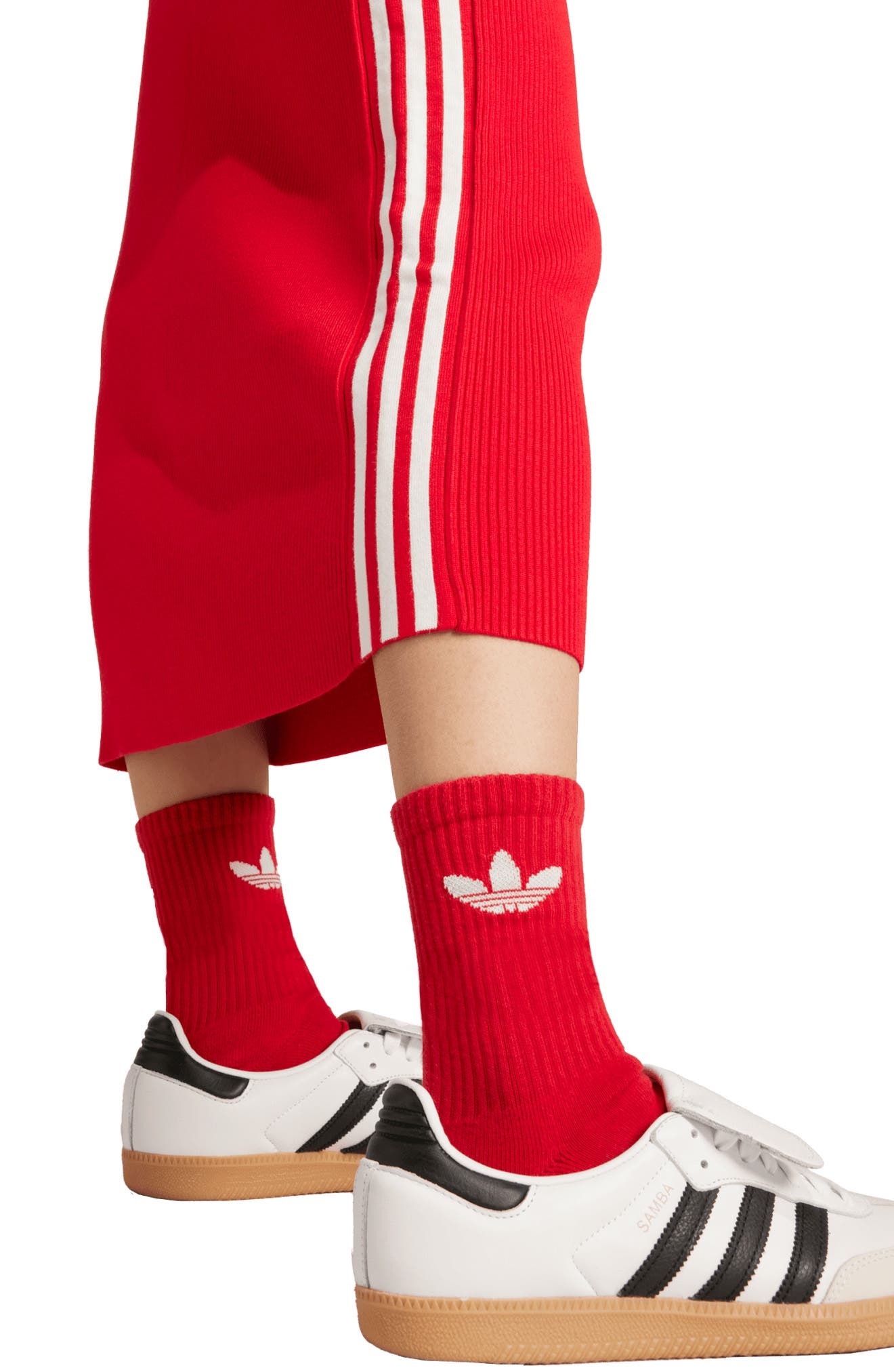 adidas 3-Stripes Midi Skirt in Better Scarlet at Nordstrom - 3