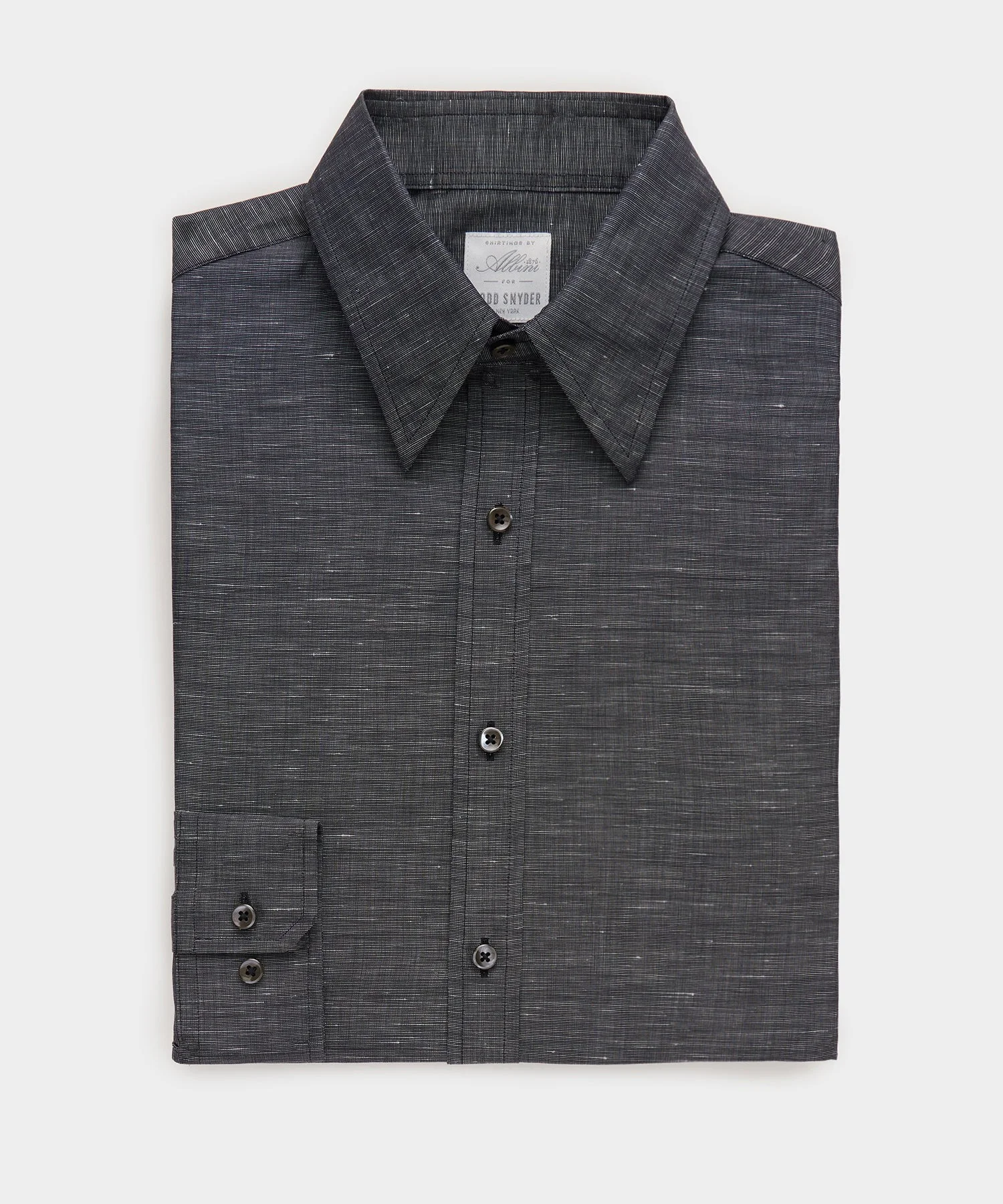 Italian Cotton-Linen Long Point Collar Dress Shirt - 1