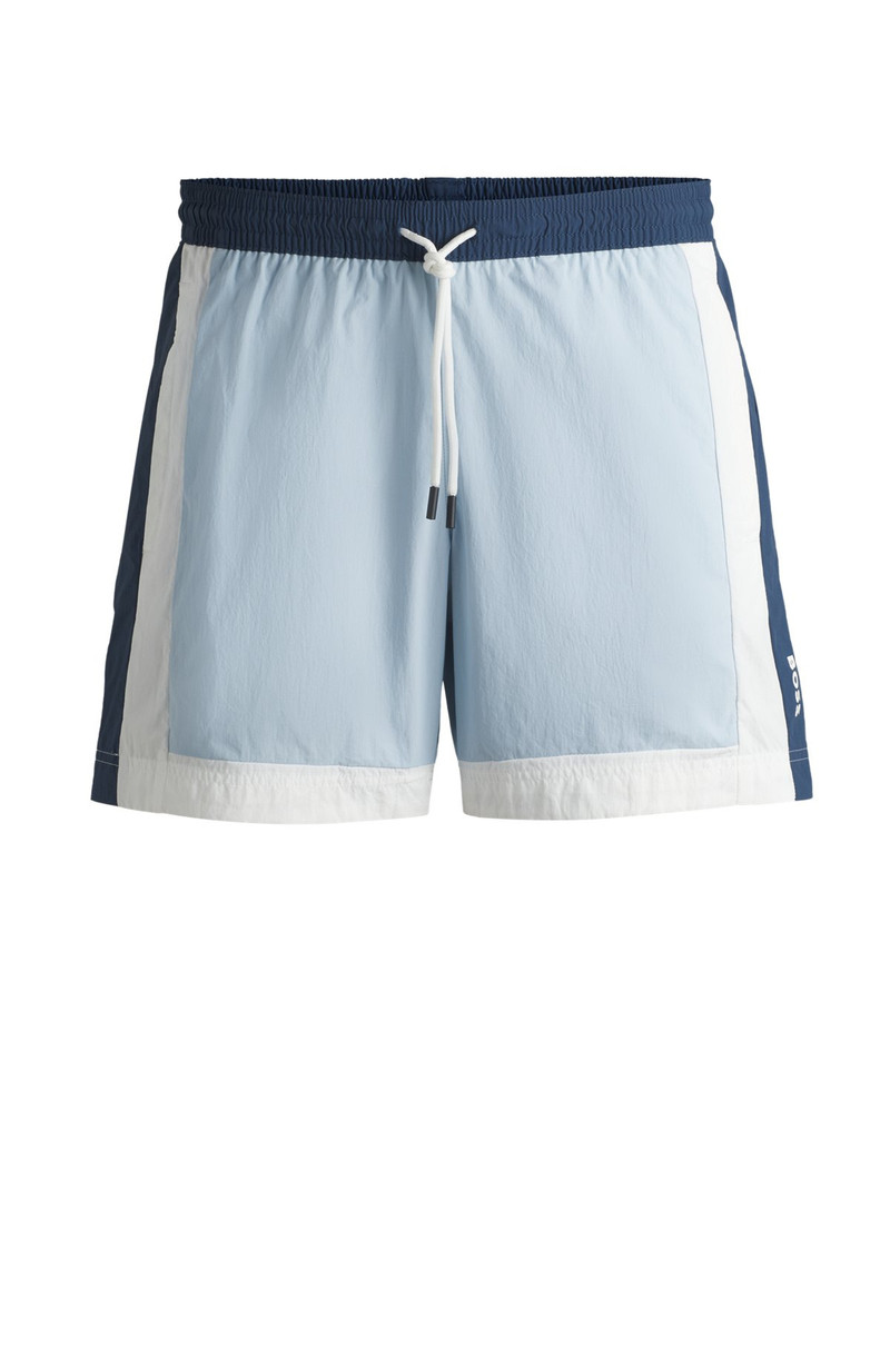 COLOR-BLOCK SWIM SHORTS WITH PRINTED LOGO 1