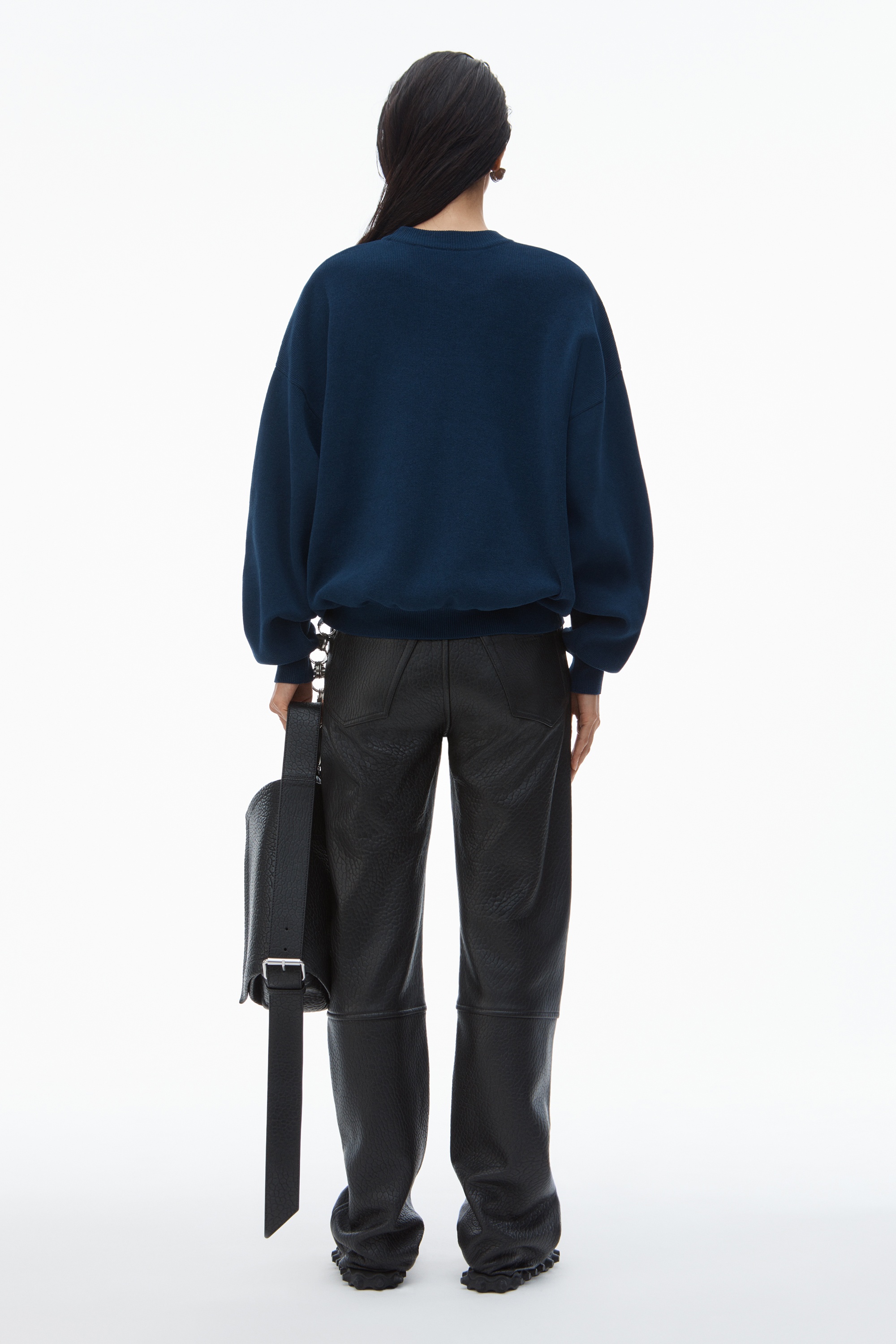Logo Embossed Ribbed Pullover in Soft Chenille - 4