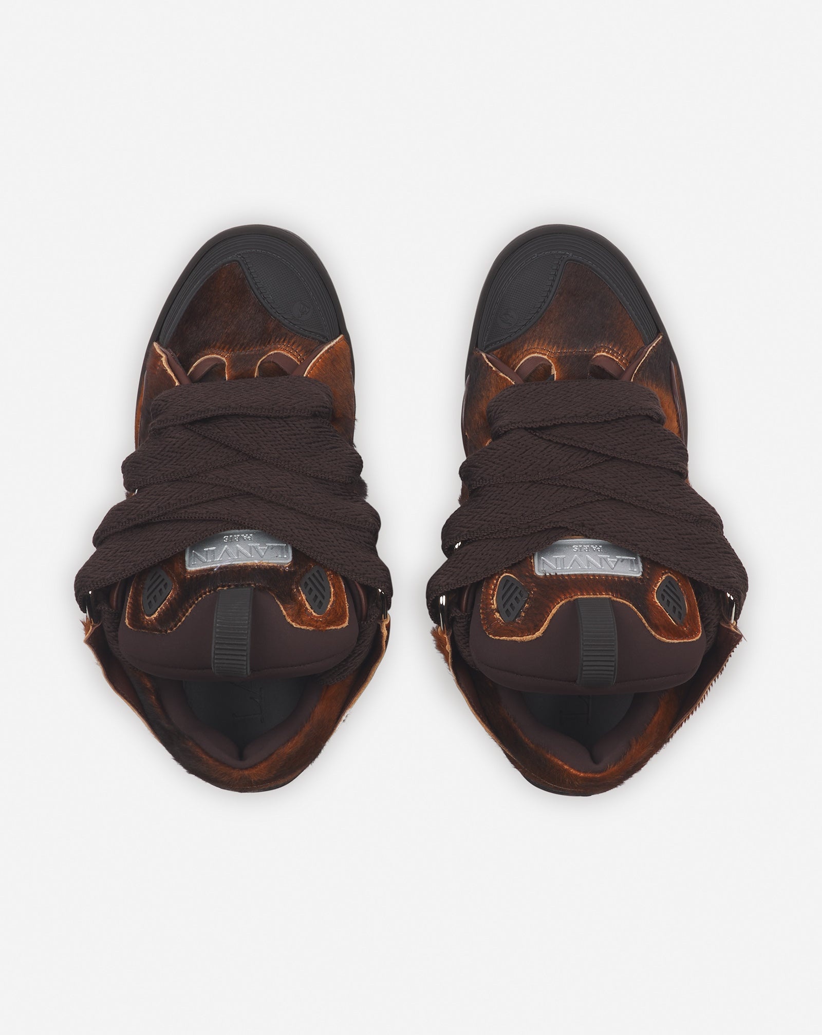 PONY-EFFECT LEATHER CURB SNEAKERS - 3