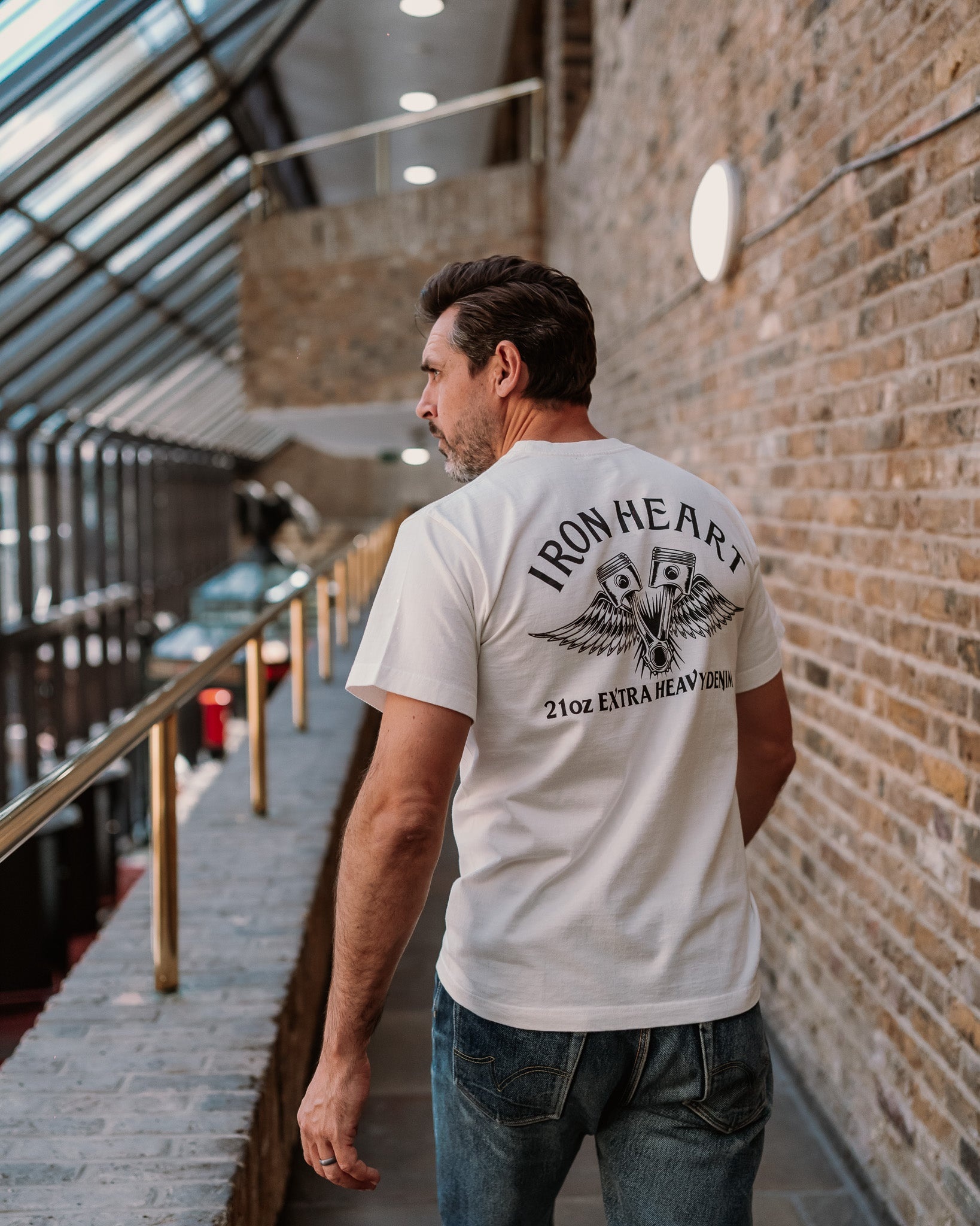 7.5OZ PRINTED LOOPWHEEL CREW NECK T-SHIRT - WHITE - 4