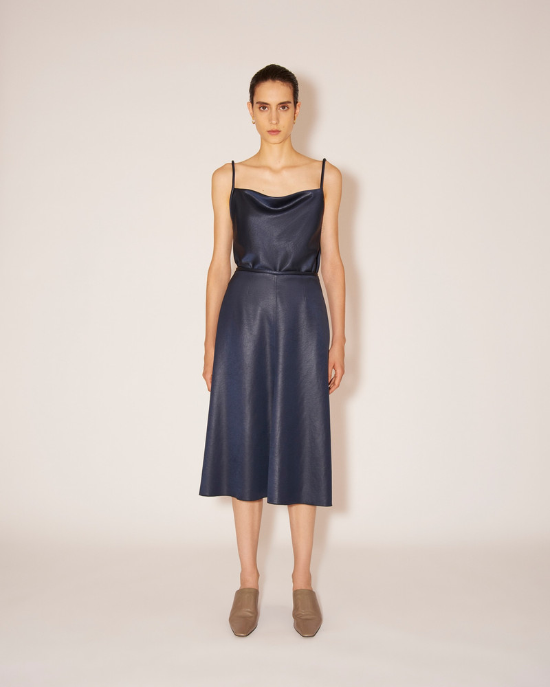 Nanushka ZOYA - Glossy satin knee-length skirt - Navy outlook