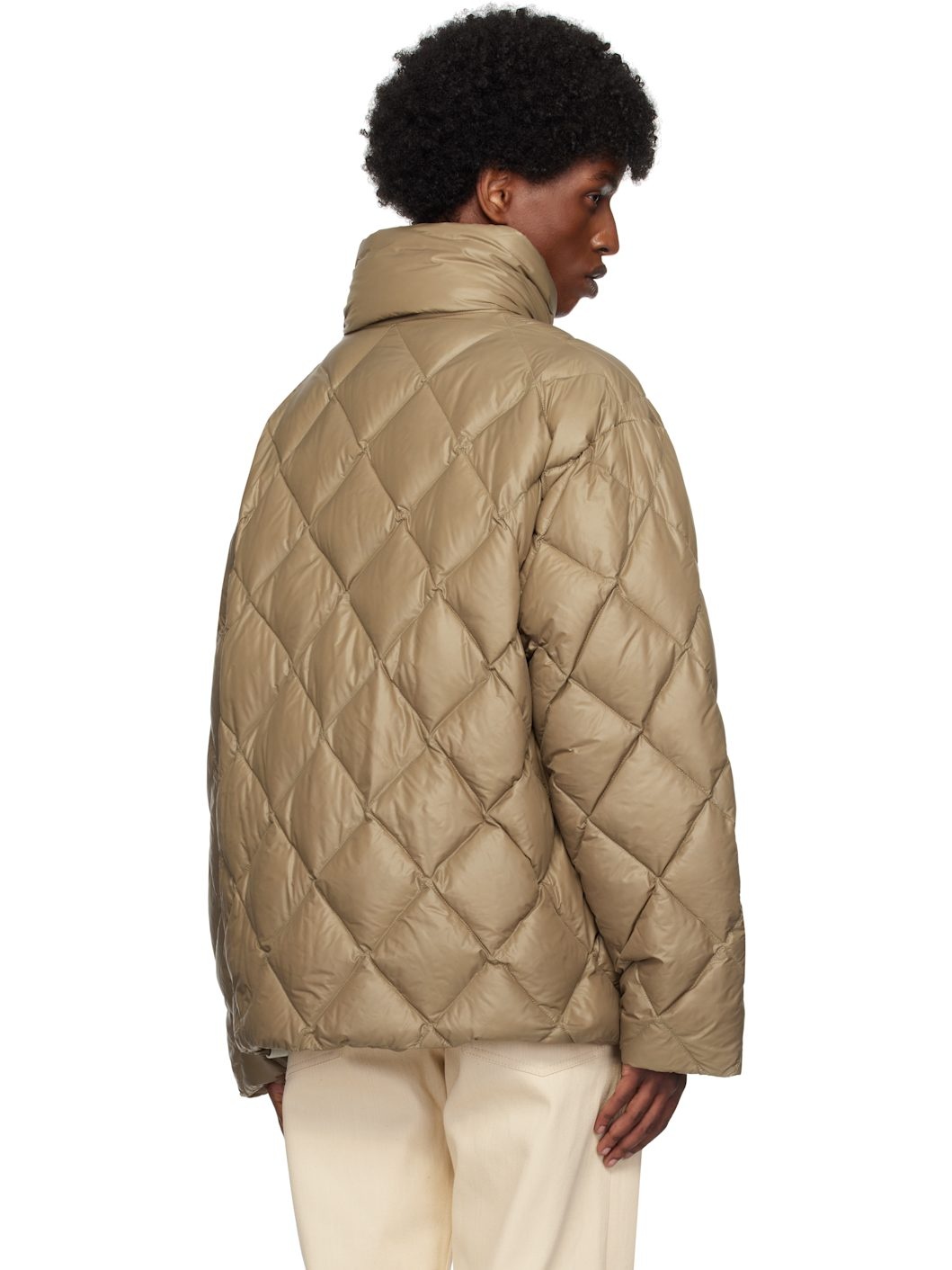 Brown Quilted Down Jacket - 3