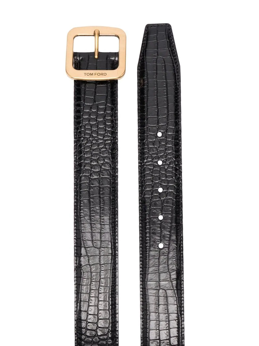 crocodile-effect leather belt - 2