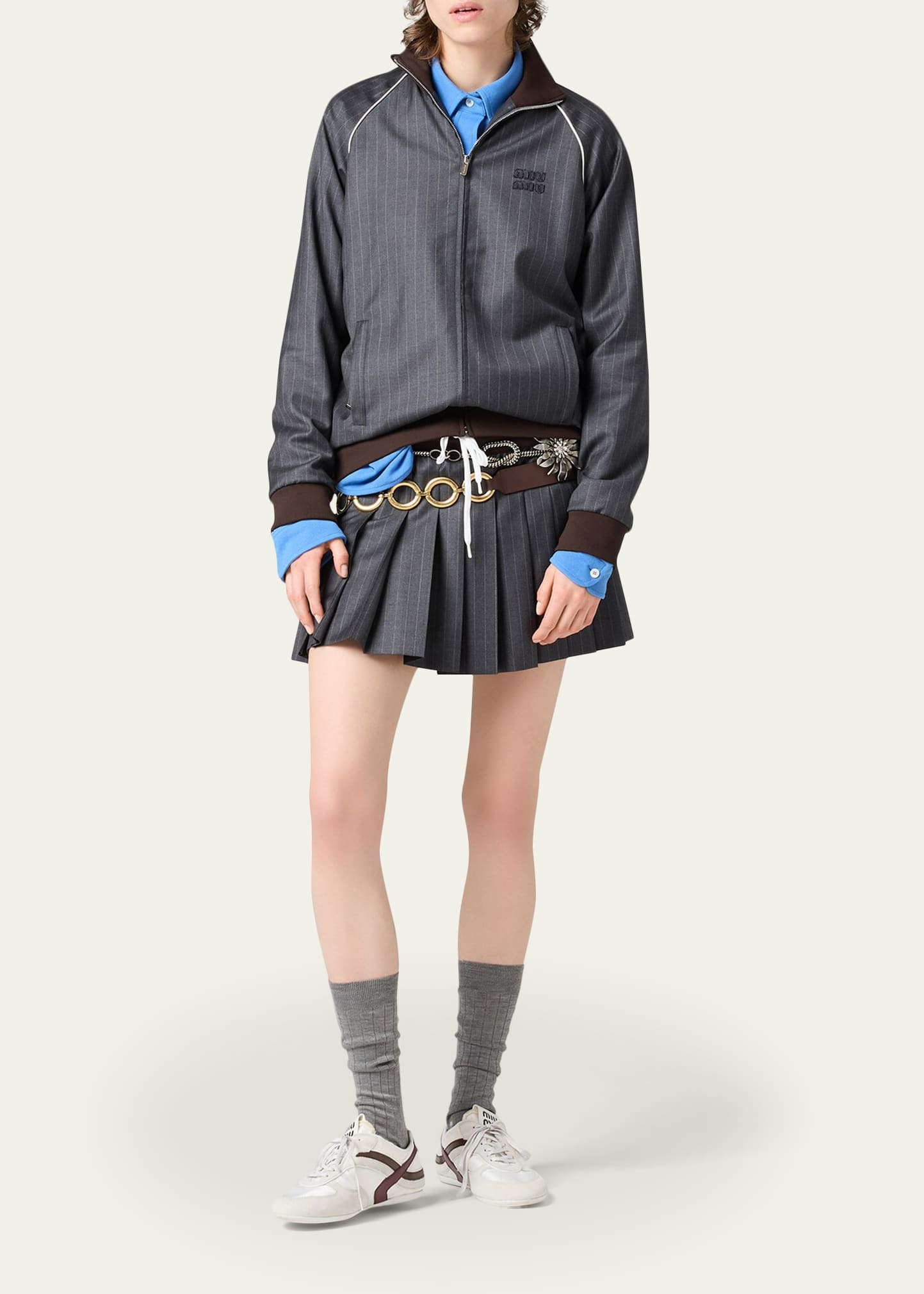 Pinstripe Zip-Up Jacket - 2