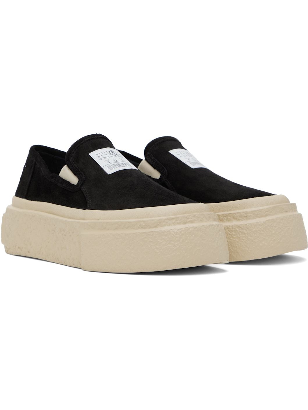 Black Suede Platform Slip-On Sneakers - 4