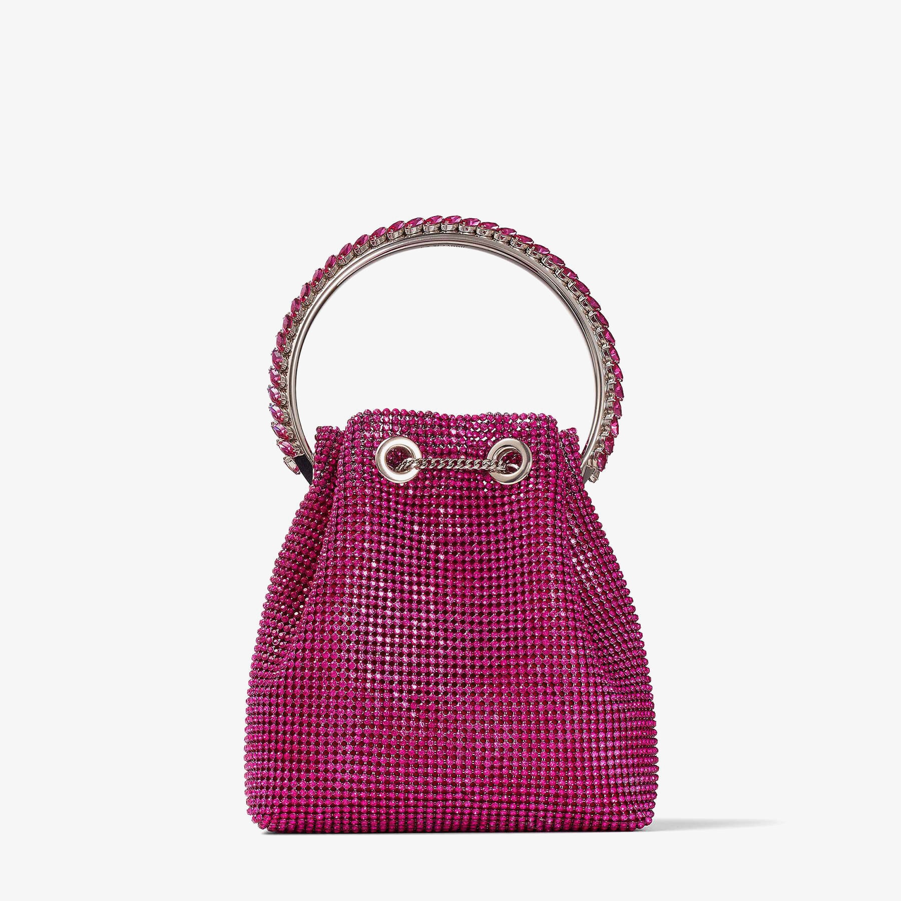 Bon Bon
Fuchsia Satin and Crystal Mesh Mini Bag with Crystal Handle - 7