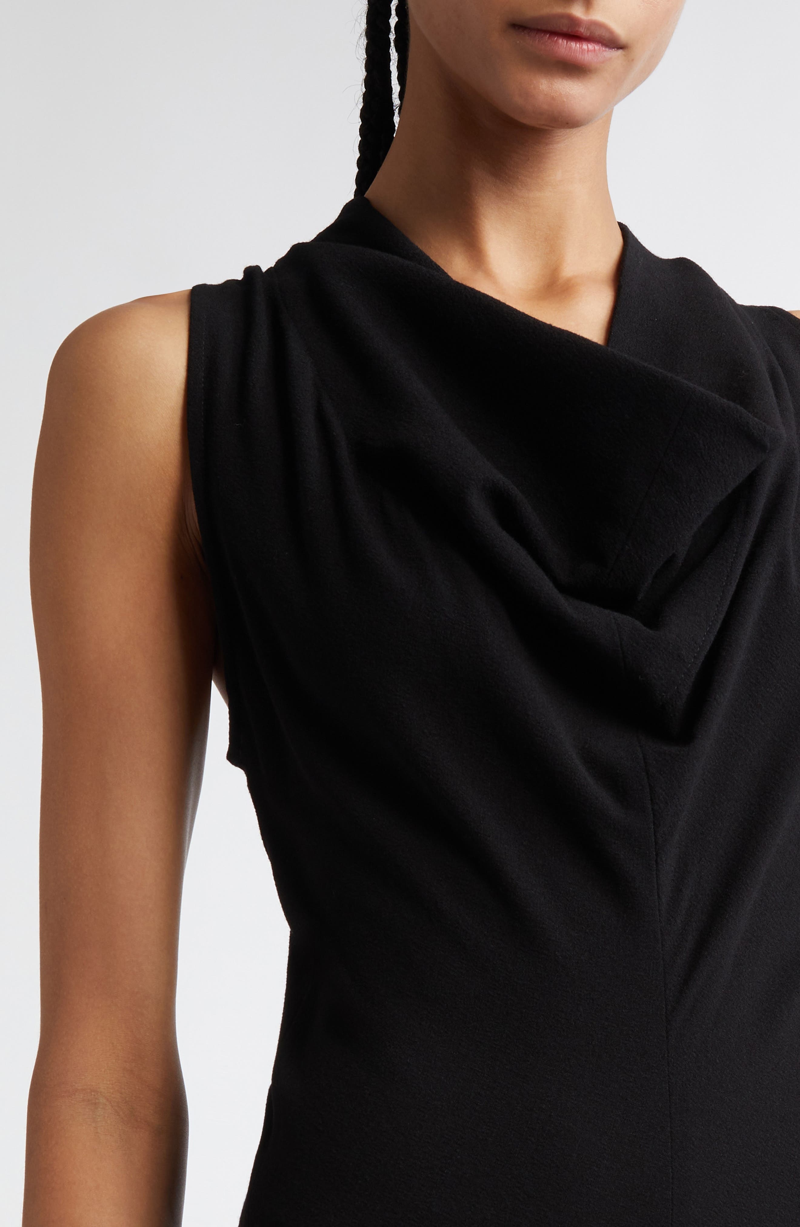 TOTEME Cowl Neck Stretch Crepe Dress in Black at Nordstrom - 4