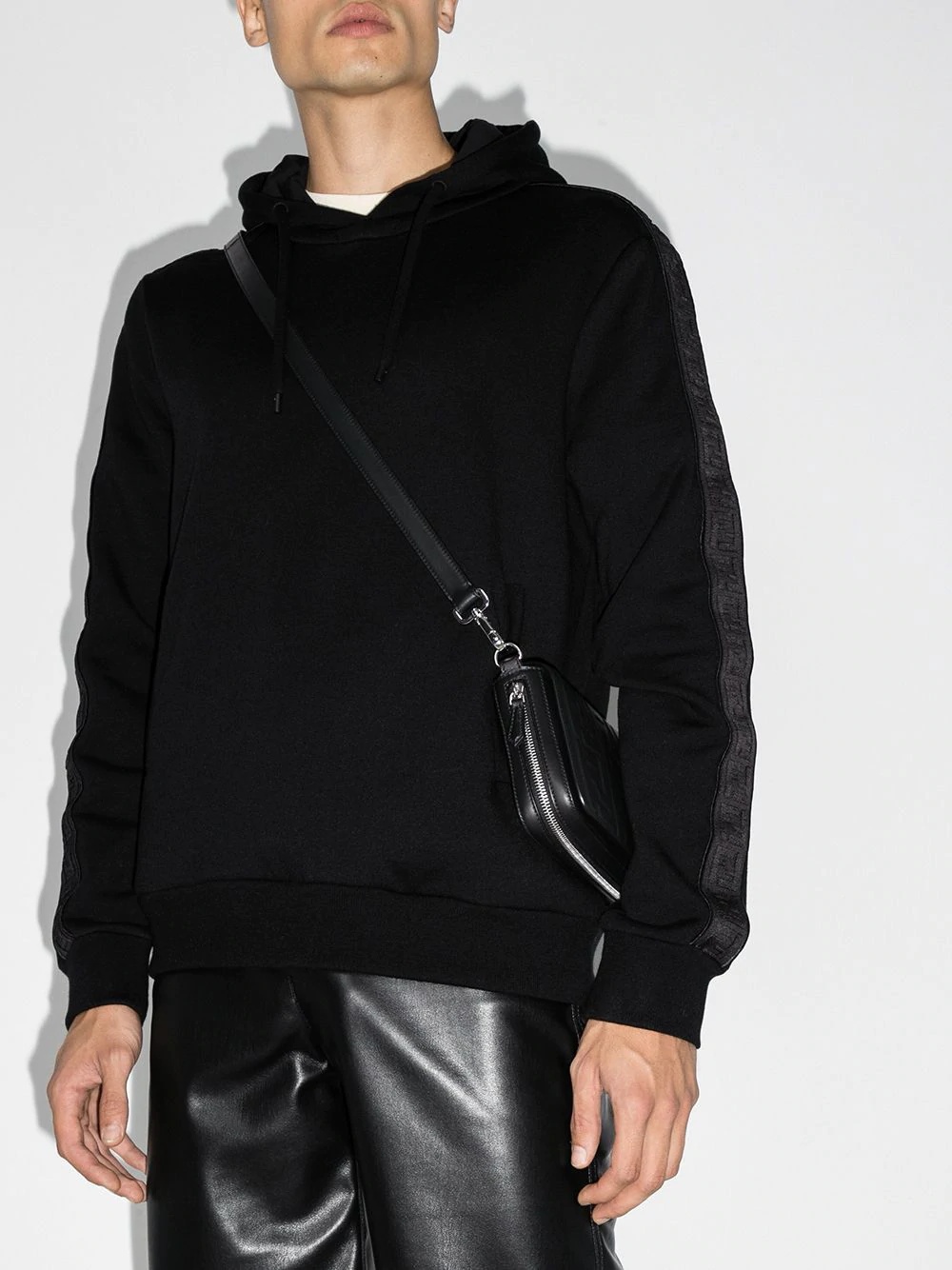 logo-tape cashmere hoodie - 2