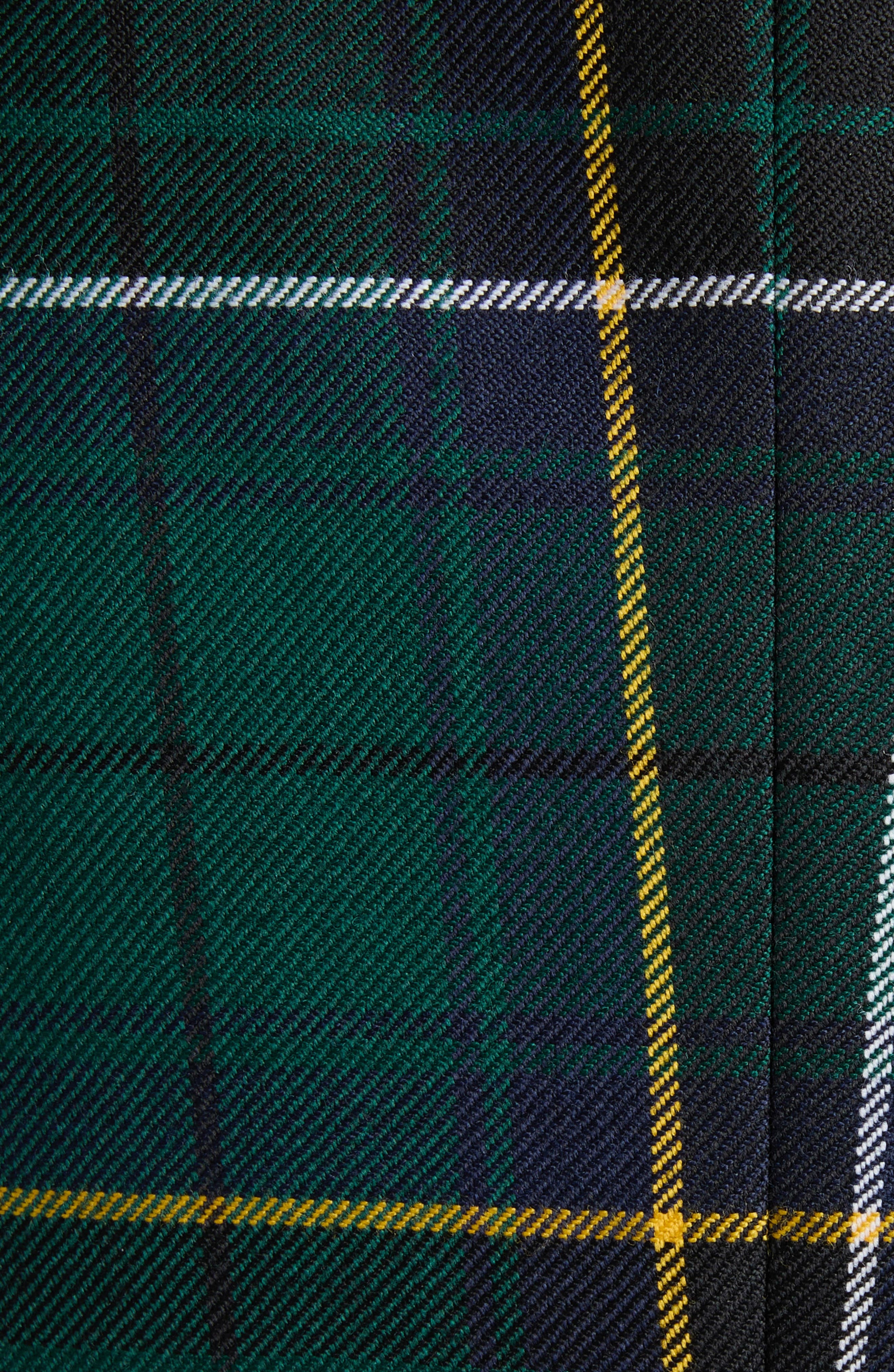McQueen Tartan Peak Shoulder Wool Blazer in Navy-Green-Yellow at Nordstrom - 5