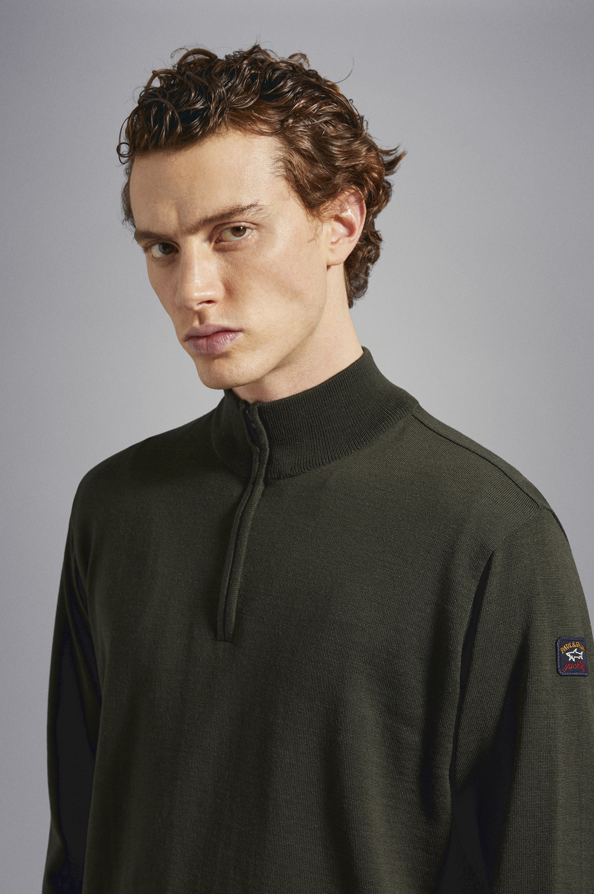 MERINO WOOL HALF ZIP SWEATER WITH ICONIC BADGE - 4