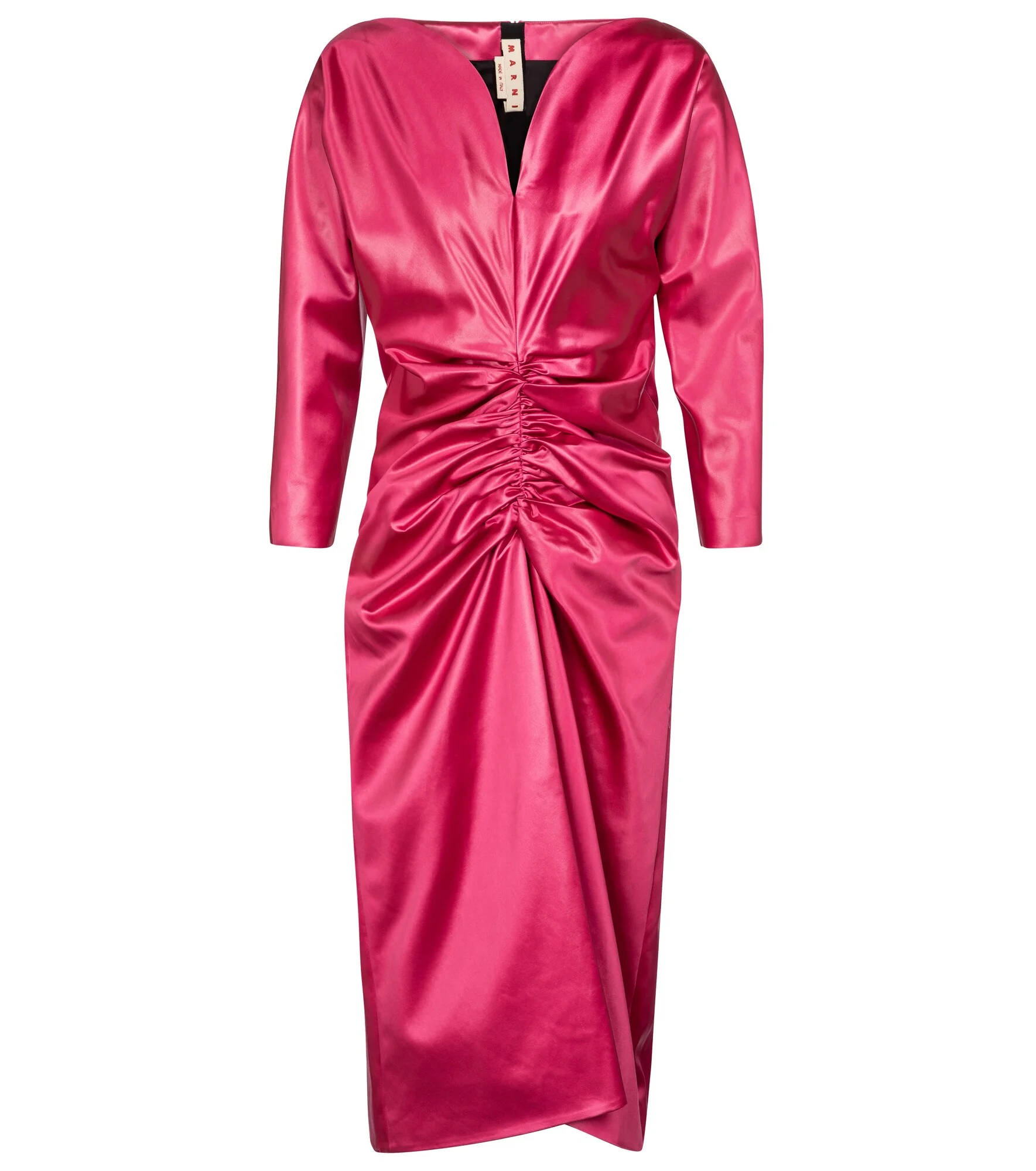 Ruched satin midi dress - 1