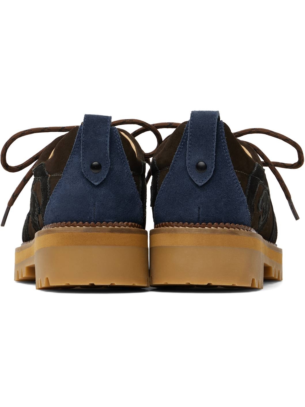 Brown Patchwork Eye Low Hiking Boots - 2