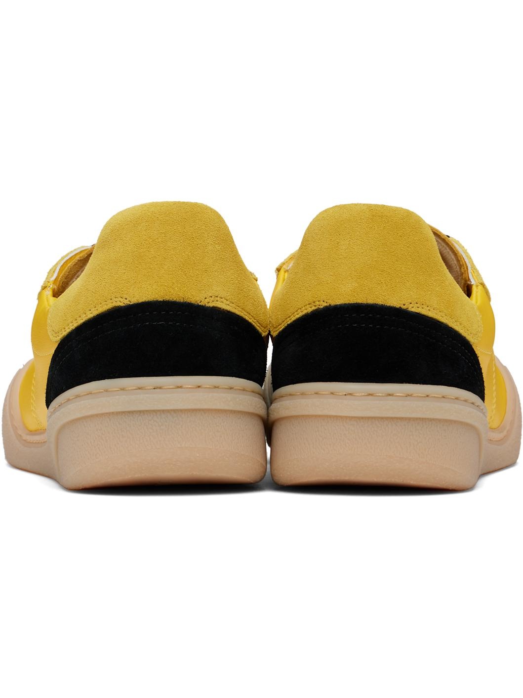 Yellow & Black Lace-Up Sneakers - 2