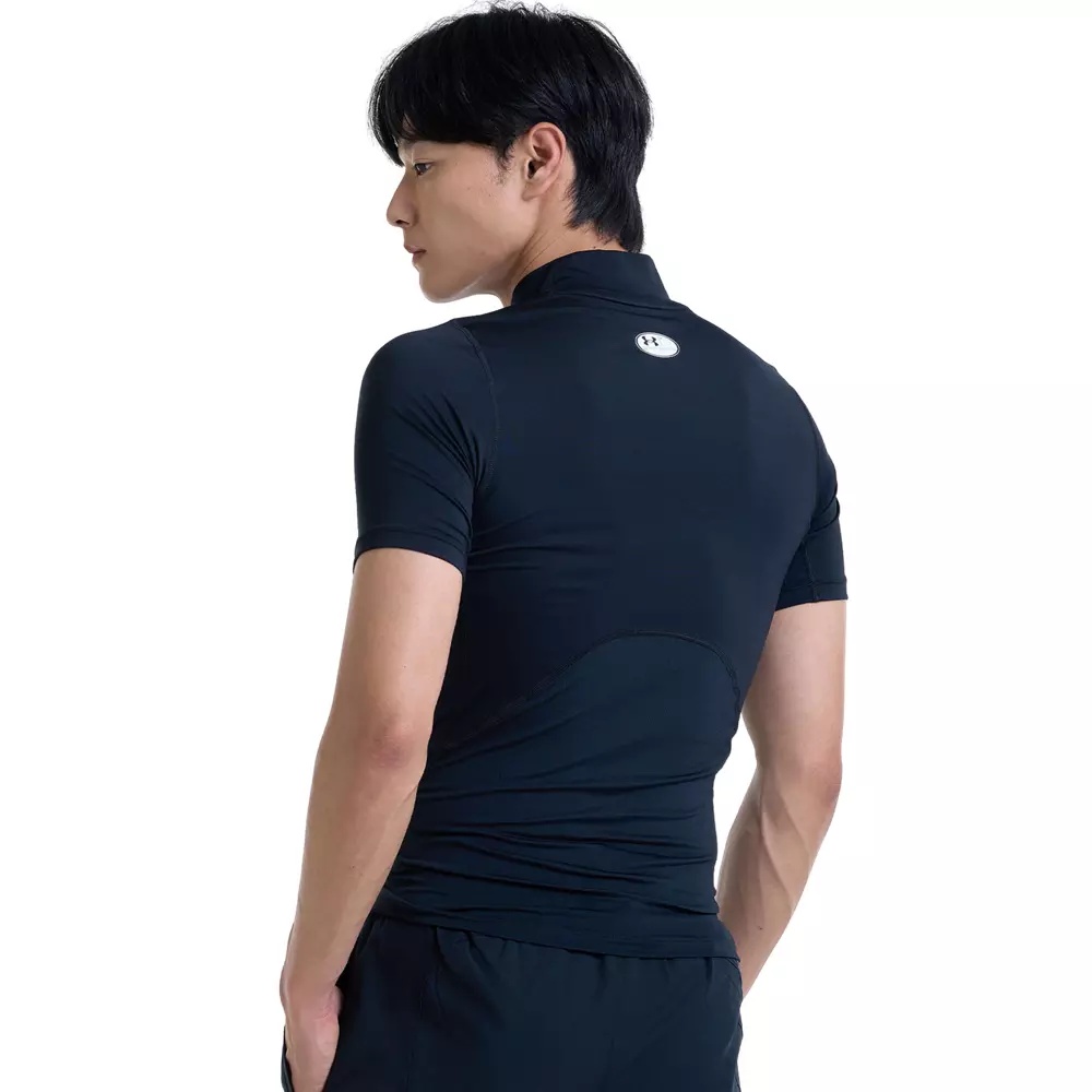 Men's HeatGear Compression Mock Short-Sleeve Shirt-Black - 2
