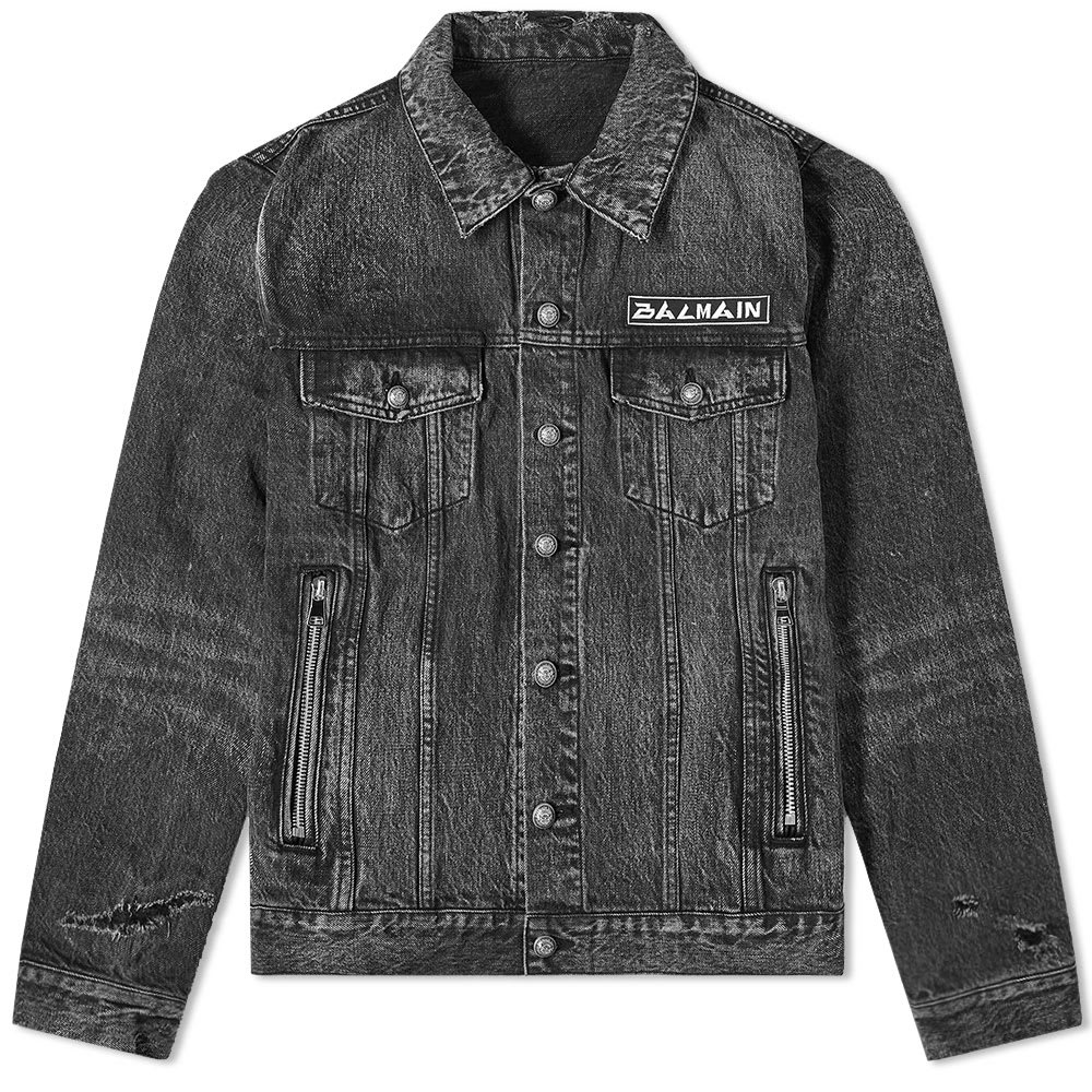 Balmain Signature Patch Denim Jacket - 1