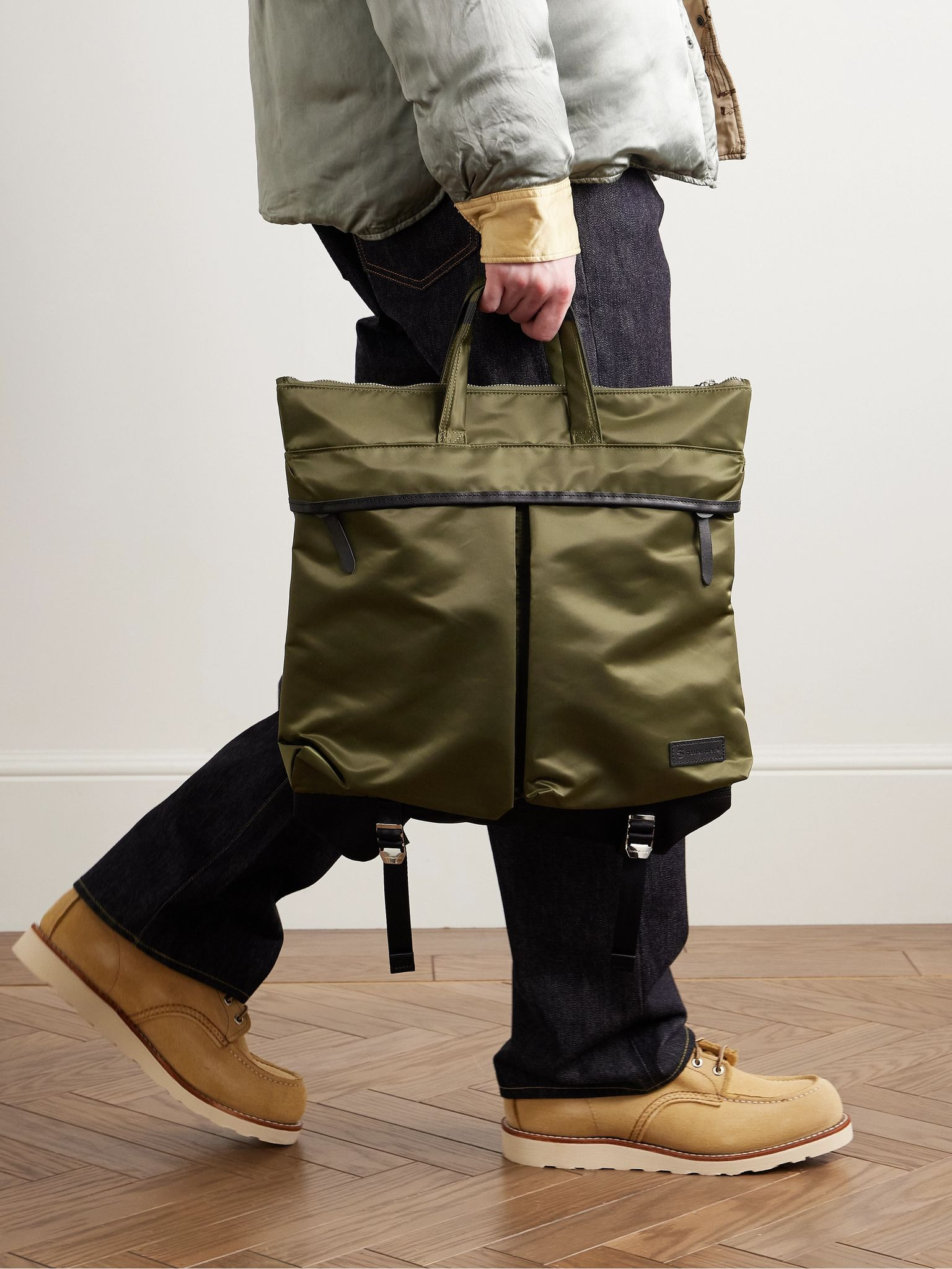 Lightning Leather-Trimmed Nylon-Twill and CORDURA® Tote Bag Army green - 2