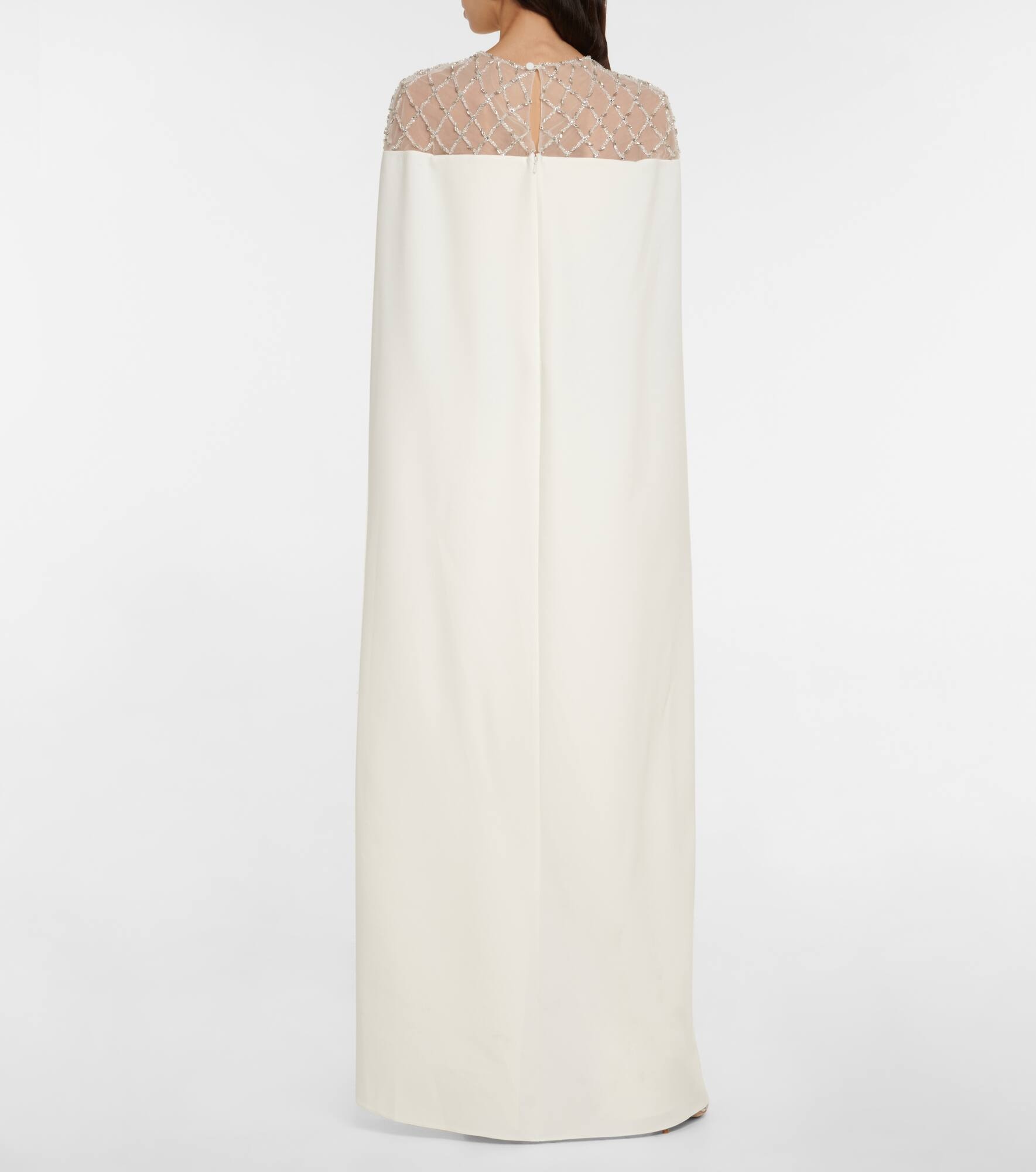 Bridal embellished crêpe cape gown - 3