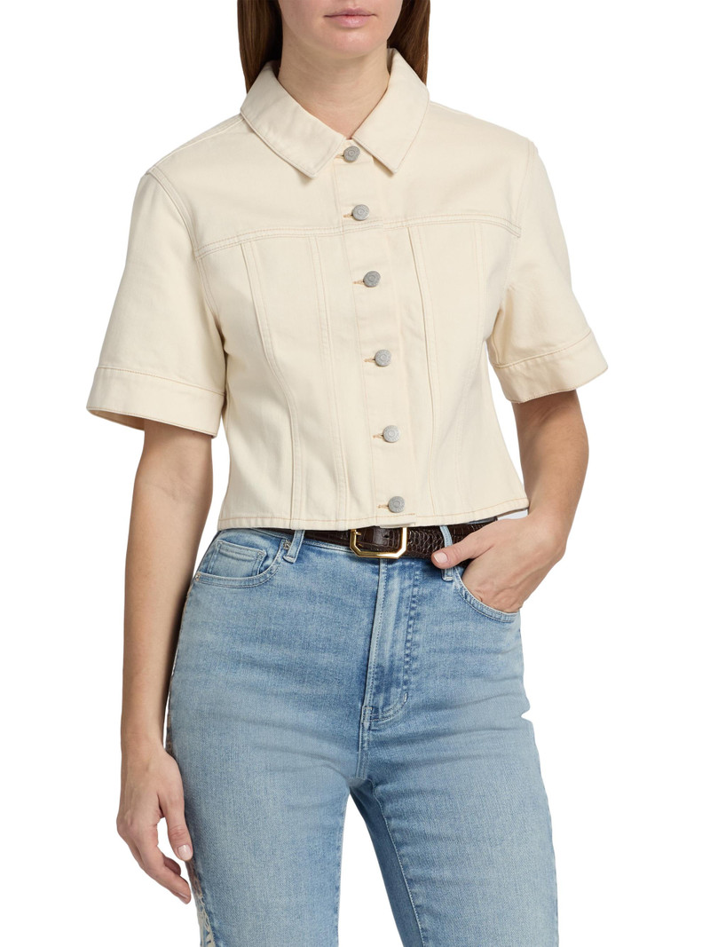 Women's Malcom Slub Denim Short-Sleeve Jacket - Ecru 3